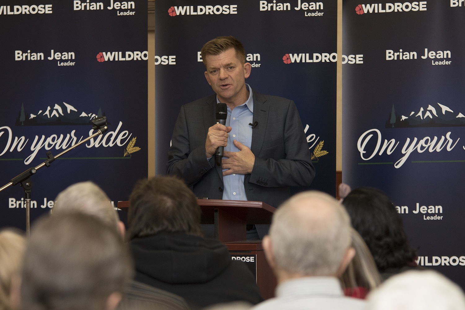 SPEAKING OUT - Wildrose Leader Brian Jean addresses the audience during a public meeting at the Lacombe Memorial Centre last week.