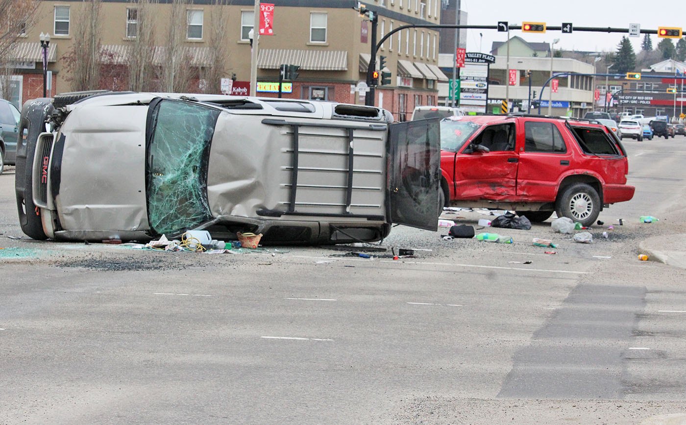 COLLISION - A major collision took place this morning at the intersection Gaetz Ave. and Ross St. There is no word on the cause of the collision or if there are injuries at this time.