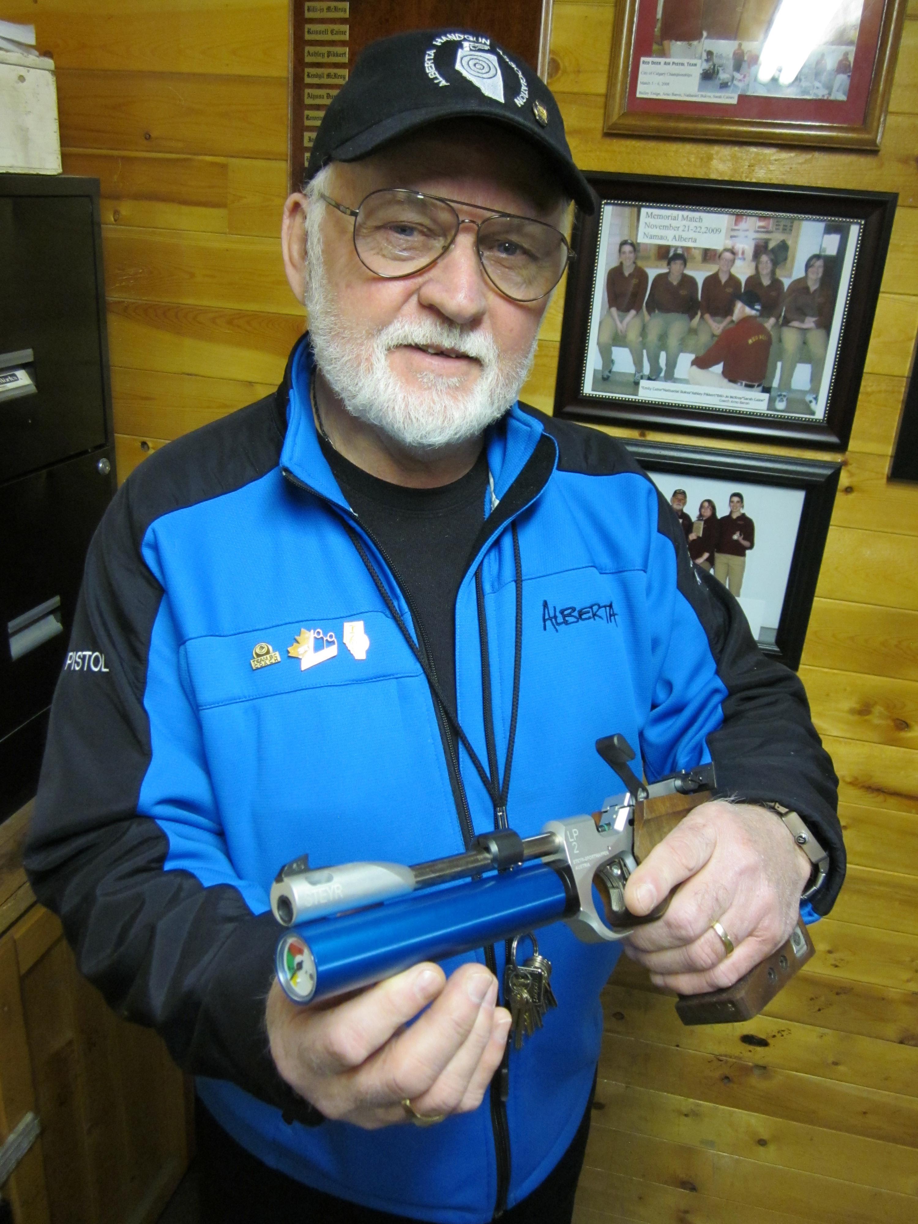 SHARING SKILLS- Sylvan Lake resident Arno Baron coaches the Red Deer Fish and Game Association Junior Air Pistol Club. The group meets Tuesday afternoons in the back of the Red Deer Public School District maintenance building located beside the Memorial Centre.