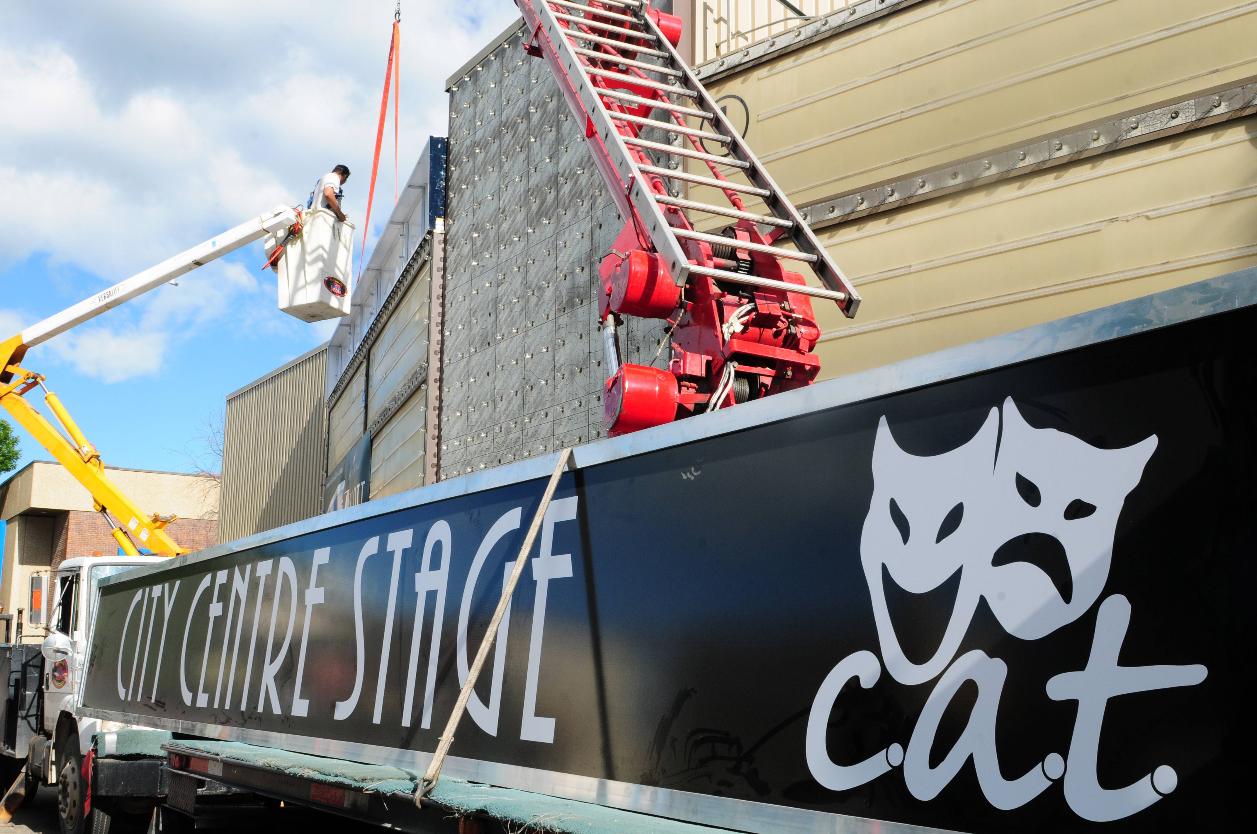 NEW ERA- The City Centre Stage signs were hung recently at the Central Alberta Theatre’s new main stage location in downtown Red Deer