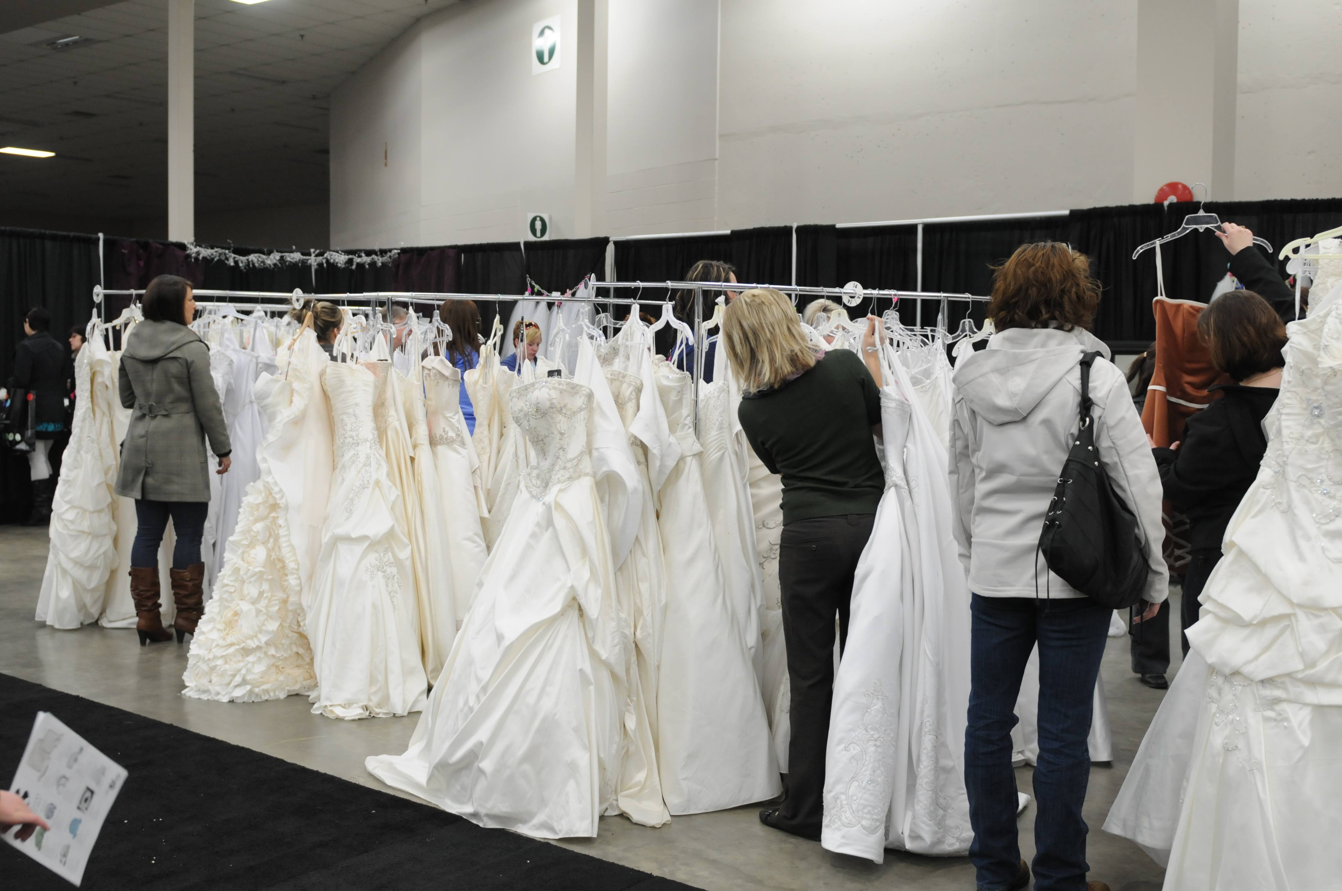 WHITE SEA- Bridal gowns lined up for brides to try on at the bridal show this past weekend were a hit as women flocked to the hangers.