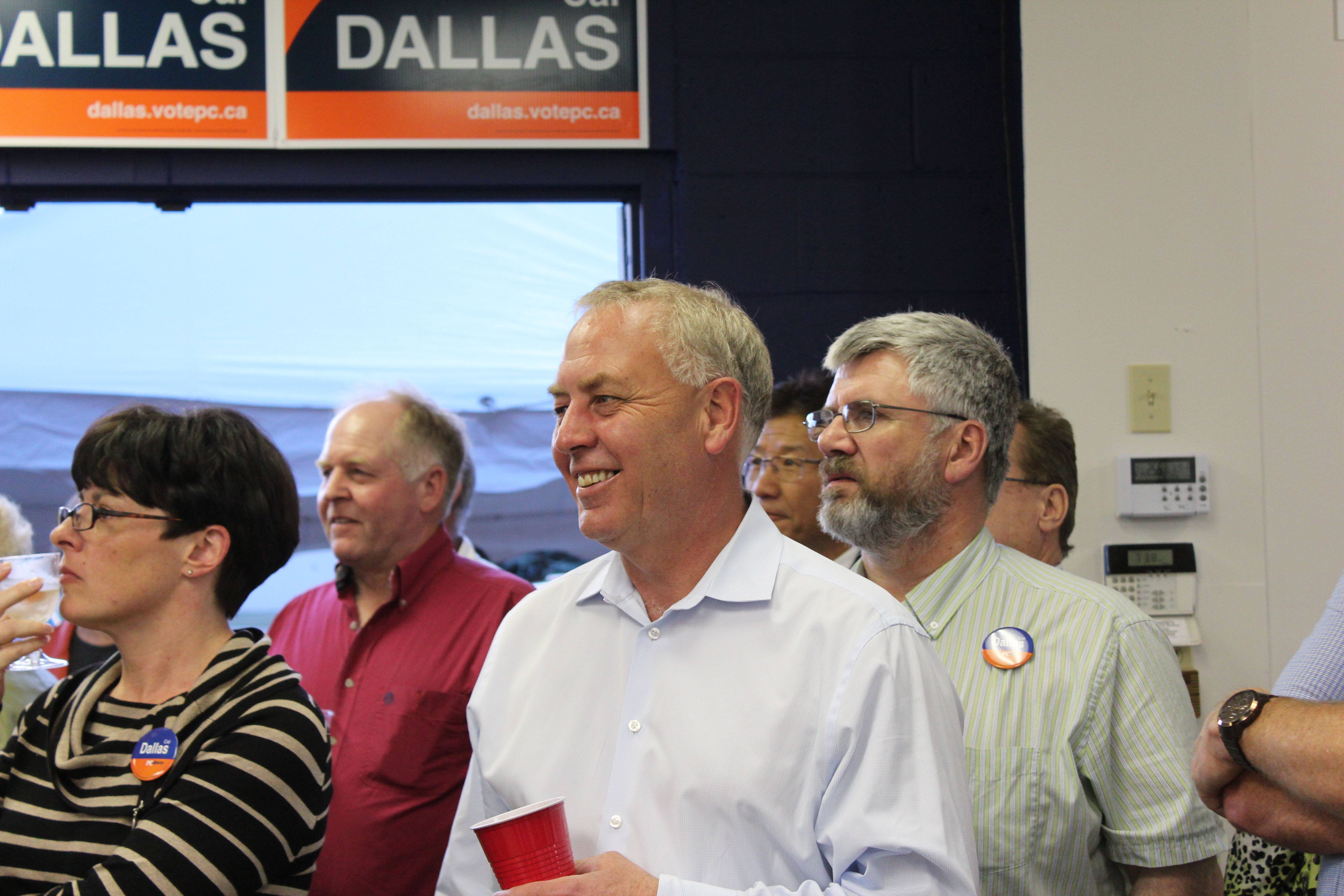 VICTORY- Cal Dallas celebrates his win at his campaign headquarters on election day.