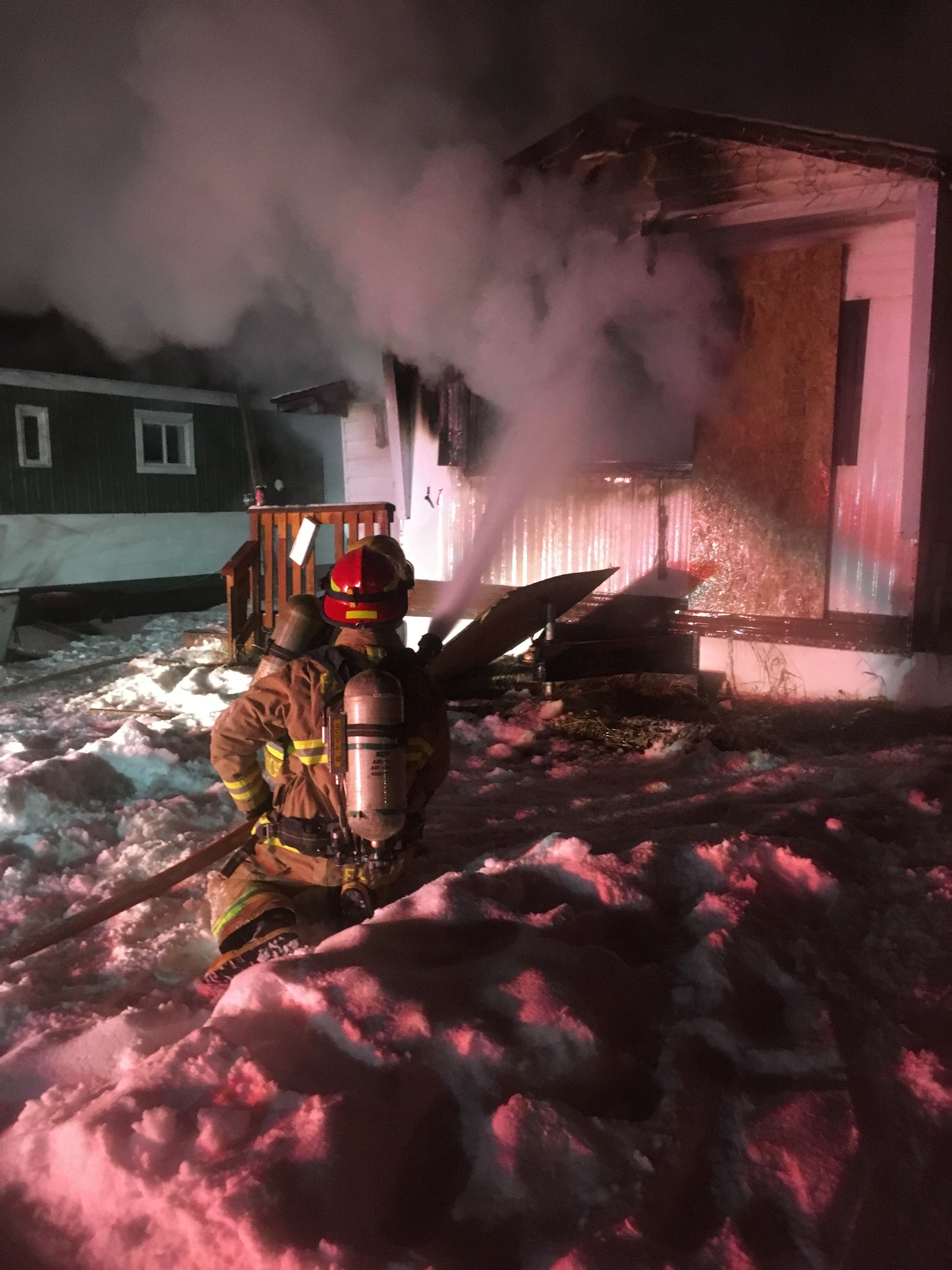 QUICK RESPONSE - Penhold fire crews responded to a fully engulfed mobile home on Feb. 4th. The cause of the fire remains under investigation but officials are deeming it suspicious.