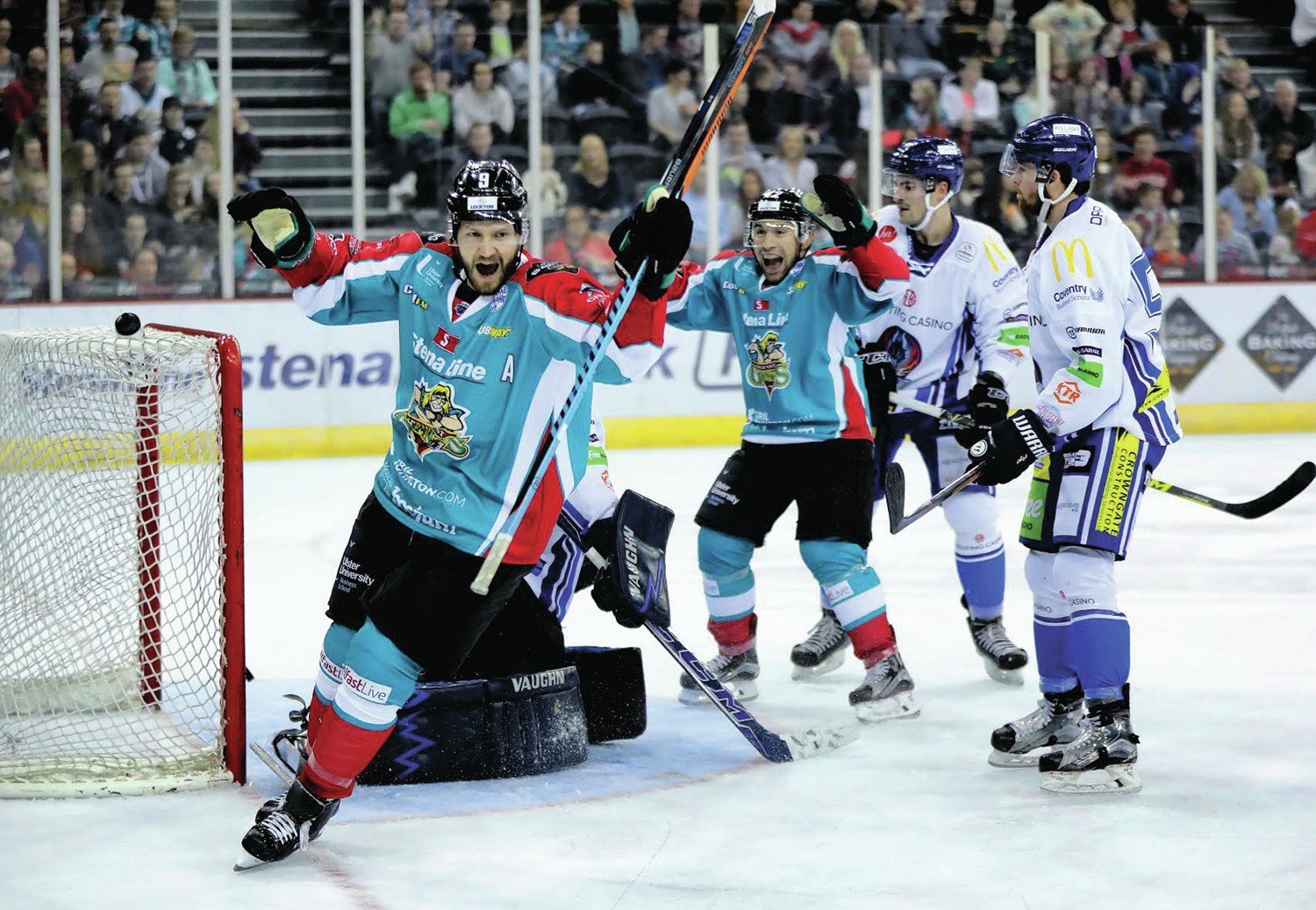FAMILIAR FACE - Former Red Deer Rebel Jim Vandermeer celebrates scoring against Coventry during an Elite Ice Hockey League game at the SSE Arena