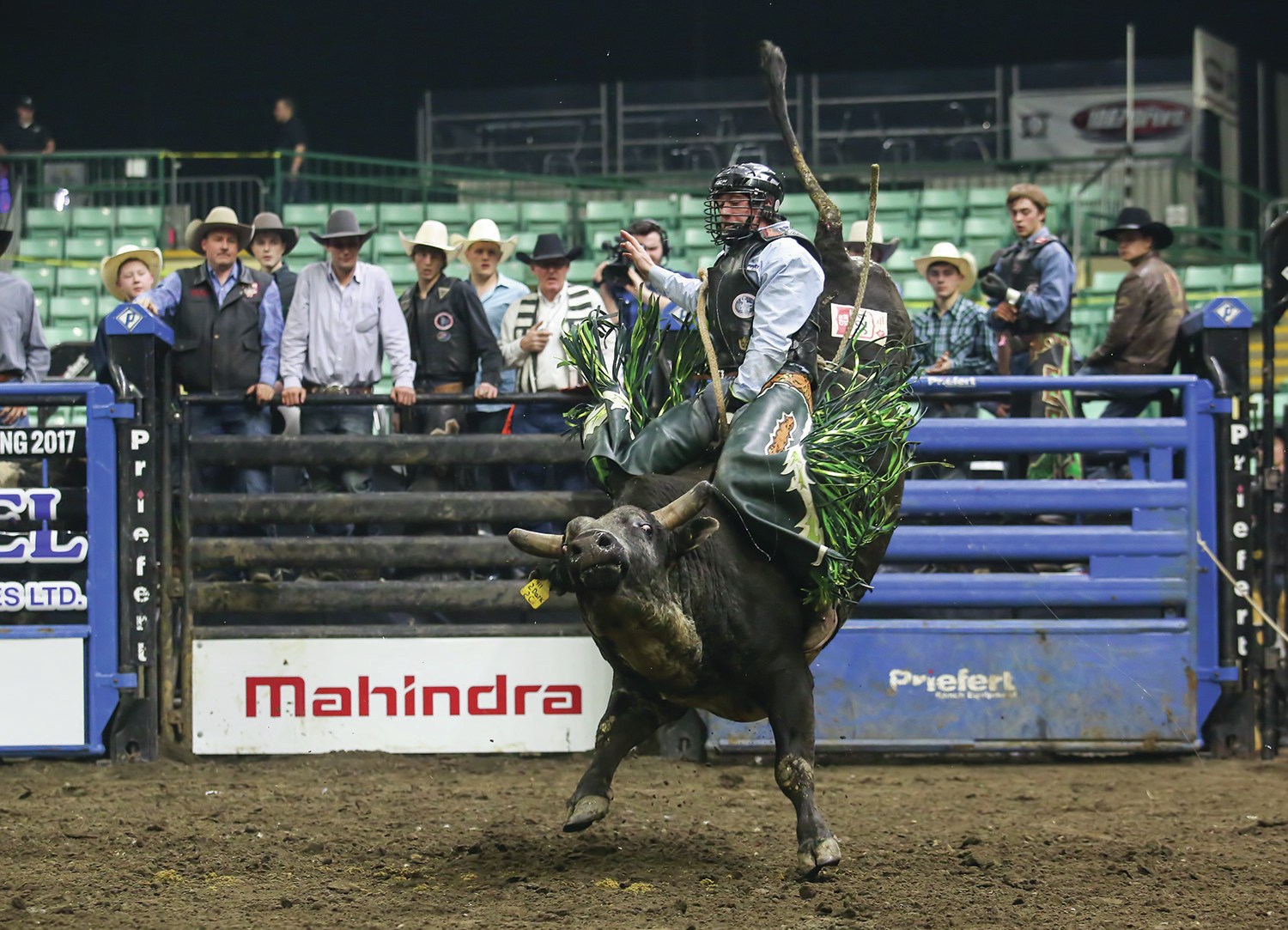 WILD RIDE - Calgary’s Jordan Hansen rode X over 6 Ranch’s Jesus & Bocephus for 88 points in the short-go to clinch the overall title during the Rebel Energy Services Xtreme Bulls Event at the ENMAX Centrium earlier this month.