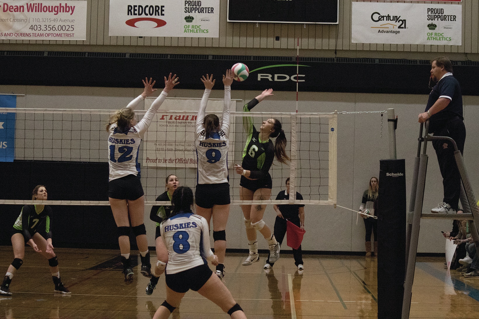 CLOSE CALL - Red Deer College hosted the provincial volleyball championship tournament this weekend. During a game on Friday afternoon