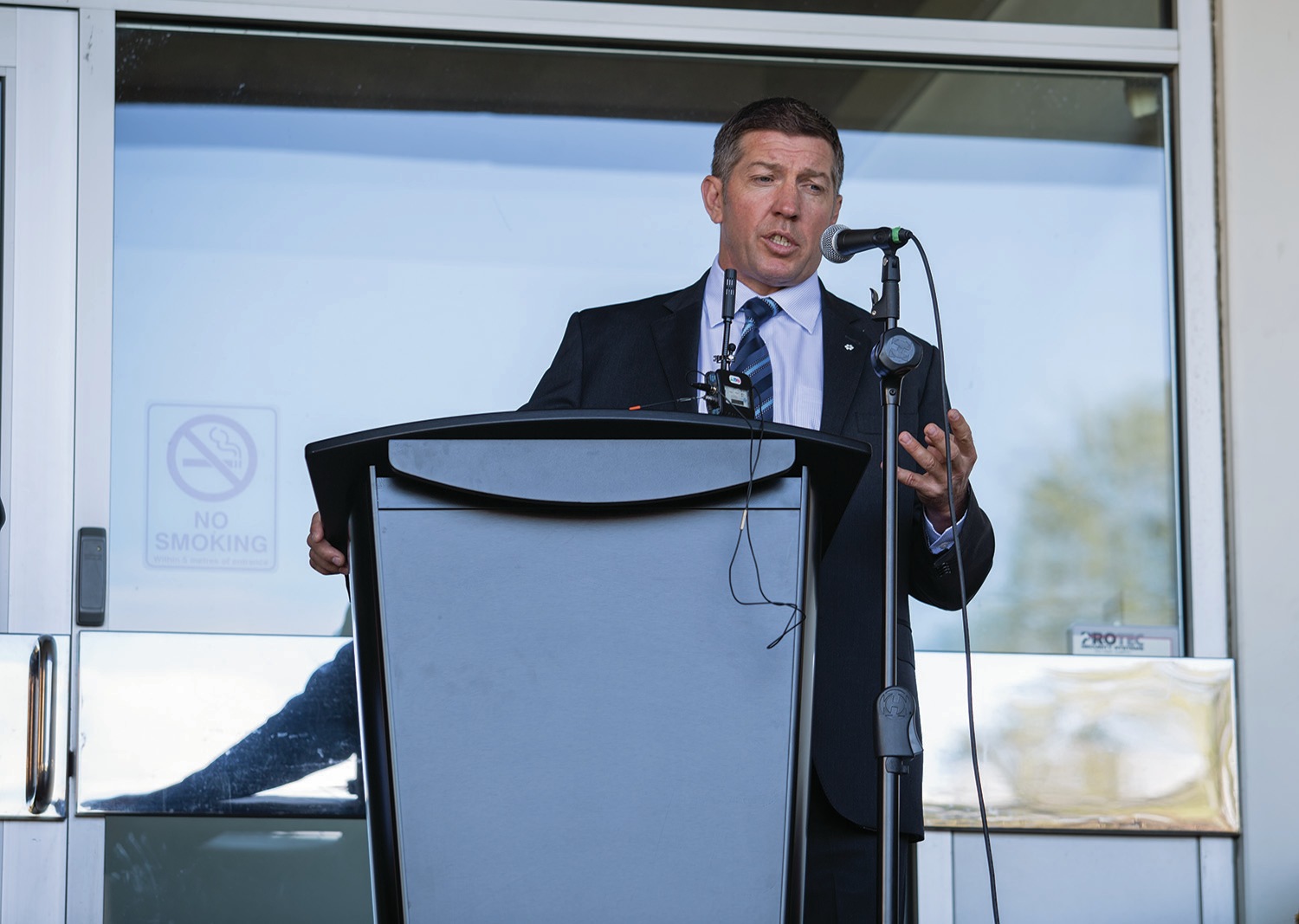BIG ANNOUNCEMENT - Former NHL player Sheldon Kennedy spoke at a press conference held at City Hall announcing the new Central Alberta Child Advocacy Centre for Red Deer.