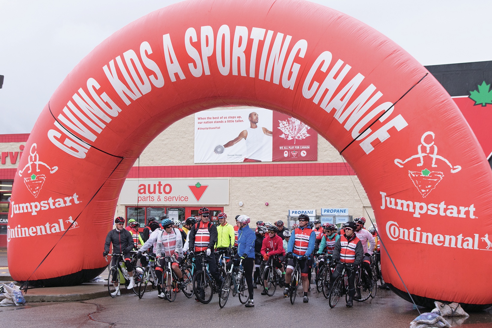 FOR A CAUSE - Cyclers took off on a 500 km ride from Red Deer this morning in support of Canadian Tire's Jumpstart program.