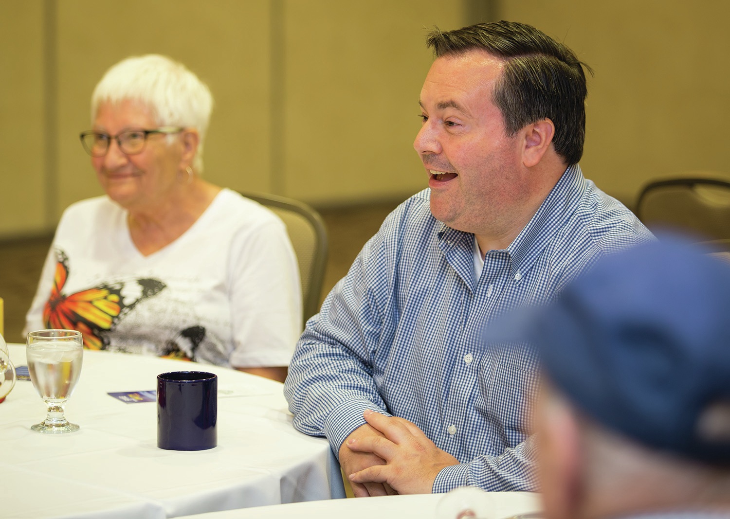 COFFEE BREAK - Conservative MP Jason Kenney spoke with members of the community during a meet and greet at the Holiday Inn on Gasoline Alley last Saturday. Kenney was in town promoting his Unite Alberta campaign.