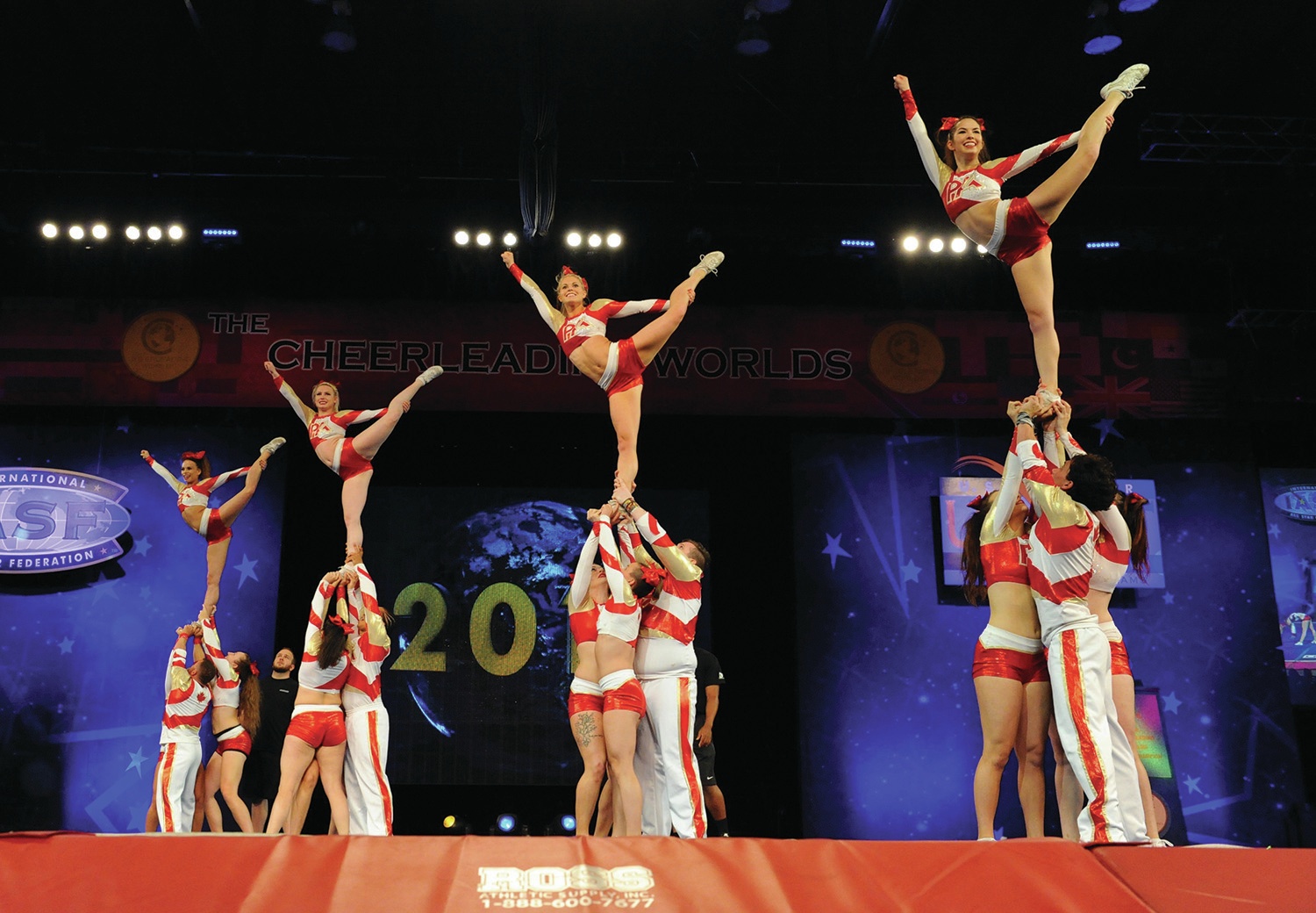 CLASS ACT - Athletes from Premier Academy competed in the Cheerleading World Championships this past April.