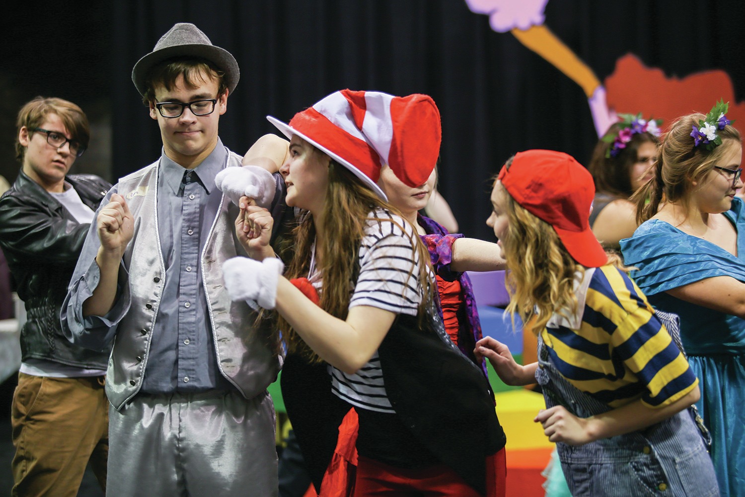 ONE FISH TWO FISH - Students at Notre Dame High School put the finishing touches on their production of Seussical the Musical during a dress rehearsal last week. The production runs from Feb. 9th to Feb. 11th at the Red Deer Memorial Centre.