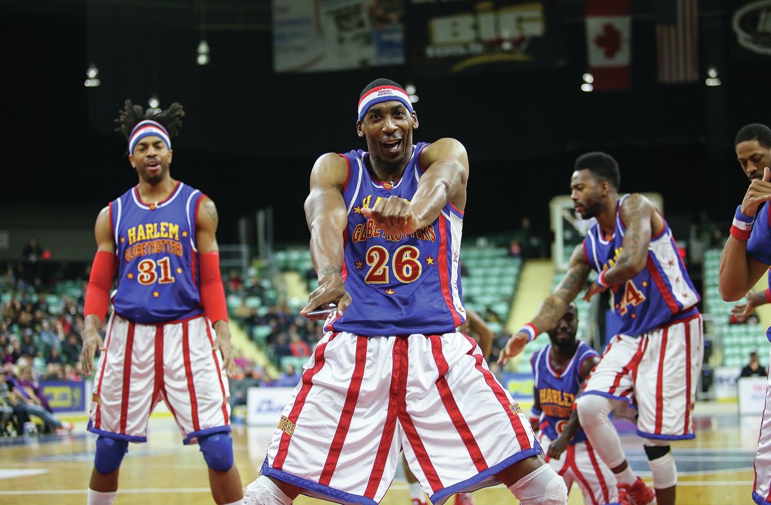 ENTERTAINING - The Harlem Globetrotters slam dunked their way into Red Deer and entertained a full crowd.