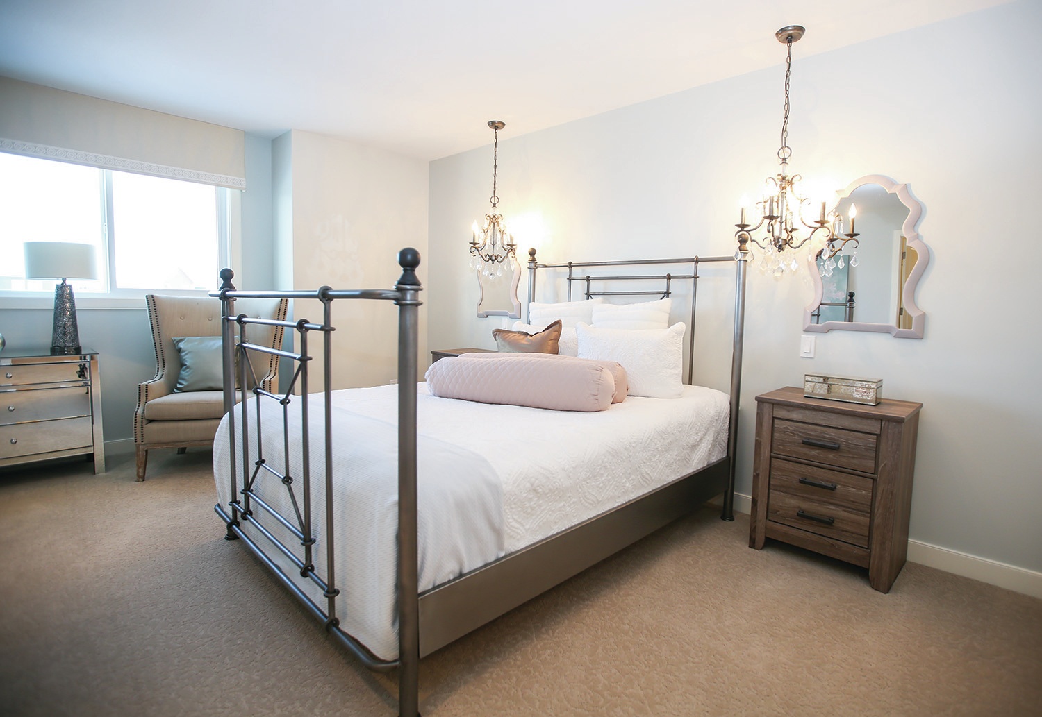 SLEEPING IN - This spacious master bedroom in an Abbey Master Builder show home in Clearview Ridge offers a simple elegant and timeless design.