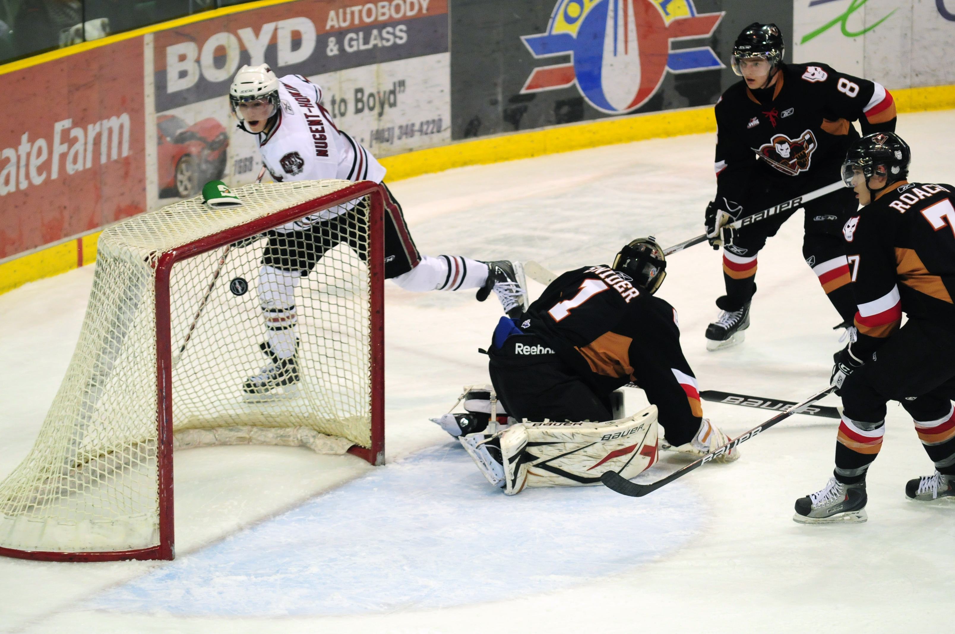 GOAL- Red Deer Rebel Ryan Nugent-Hopkins scored his second goal in the first period during WHL action Saturday night against the Calgary Hitmen. The Rebels won 5-1.