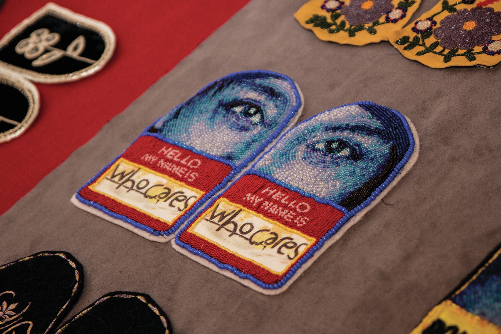 SPARKING A CHANGE - Pictured are vamps (moccasin tops) from the Walking With Our Sisters (WWOS) installation that visited the Red Deer Museum + Art Gallery this past summer to raise awareness of missing and murdered Indigenous women. WWOS developed relationships among women in the community who have come together as Red Feather Women