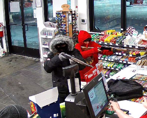 SUSPECTS SOUGHT - Two armed robbery suspects are still wanted after the Co-op Gas Bar in Blackfalds was robbed in January. Police are asking for the public's assistance in helping to identify them.