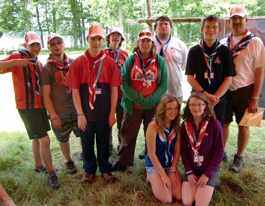 SCOUTING ADVENTURE- A group of local scouts pose for a picture at a camp in Osby