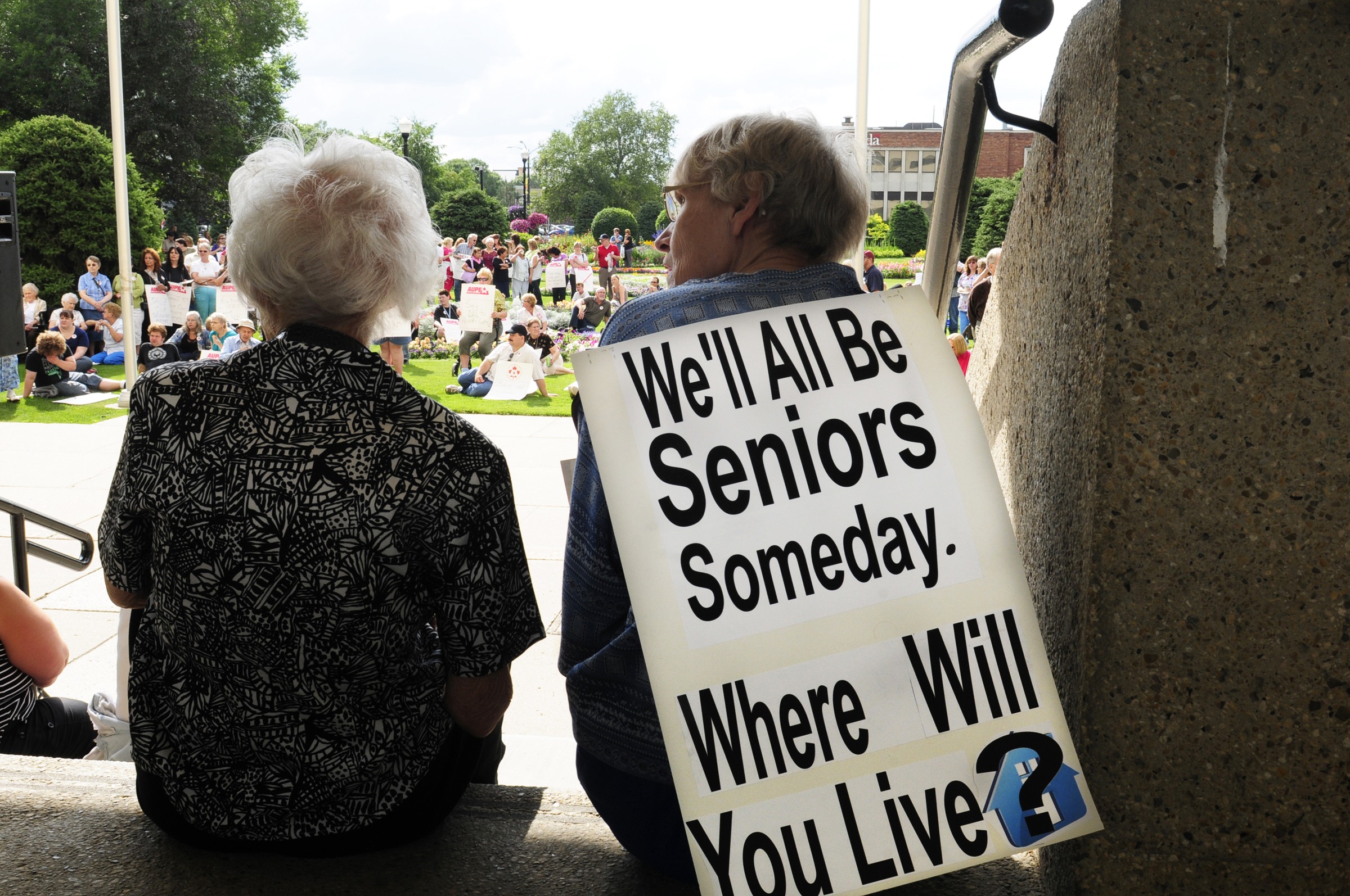PROTEST- Seniors at a rally earlier this year protest the closure of two Red Deer nursing homes. Tiffany Sigurdson/Red Deer Express