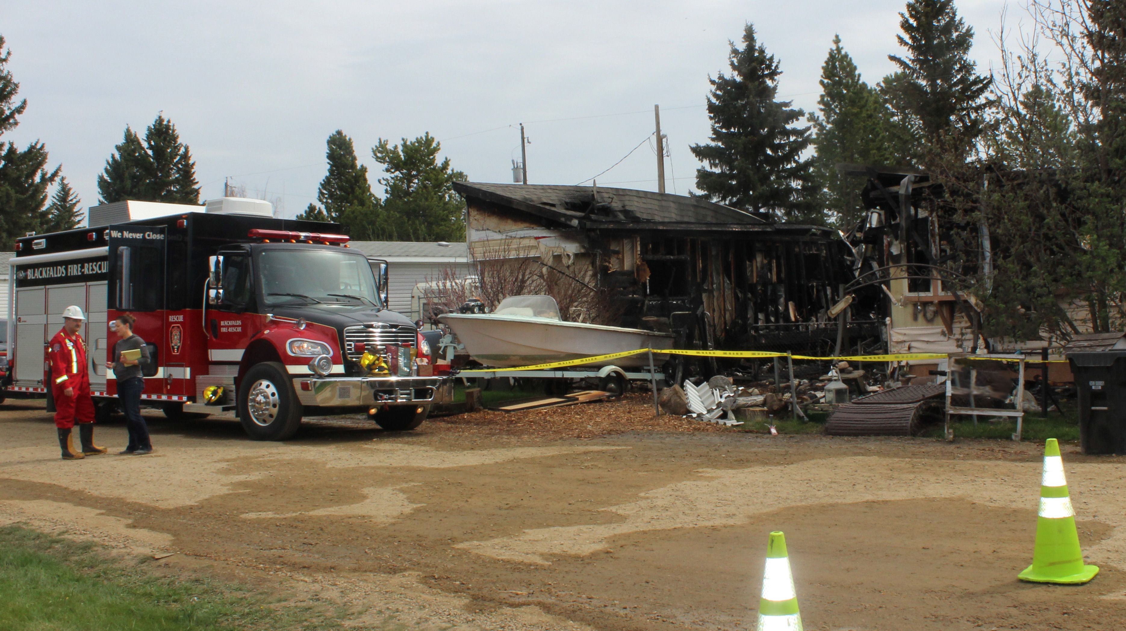 DEVASTATING - Two homes were lost after fire broke out in the Blackfalds Estates Trailer Park Thursday night. The cause of the fire remains unknown.