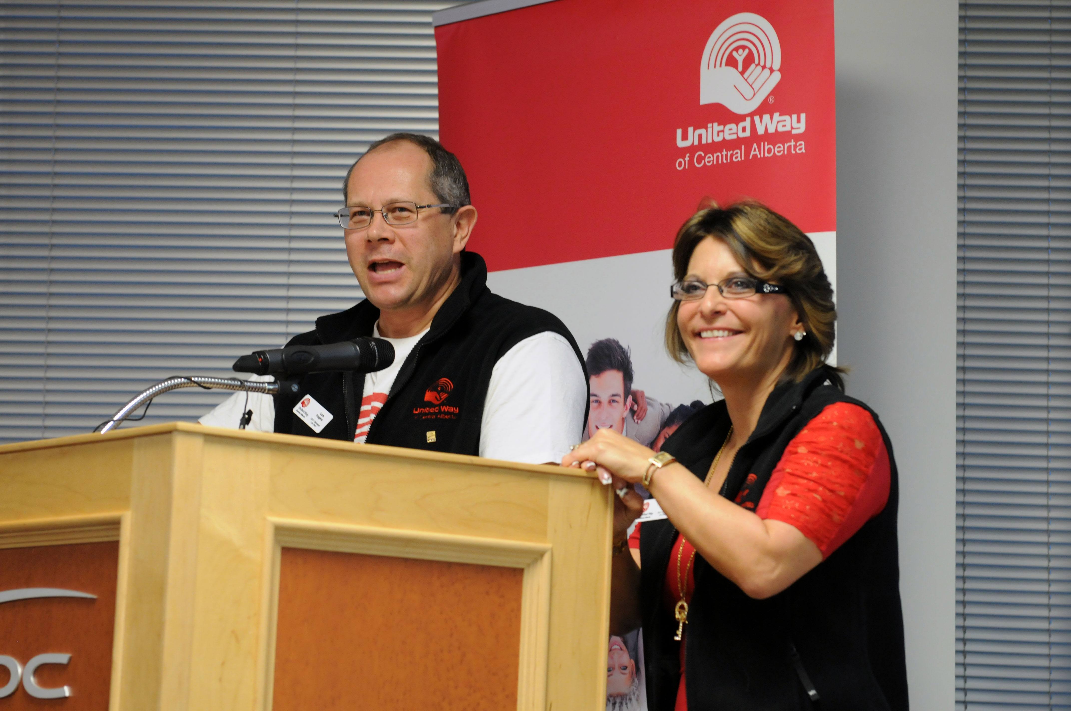 FINAL NUMBER- Lars Rogers and Sherri Smith with United Way announced the total amount of $1