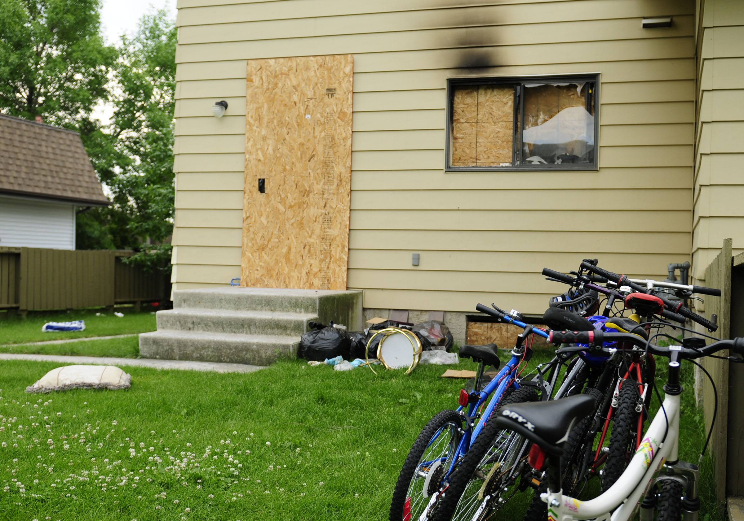 Damage can be seen to the outside of the Lopez home that recently caught fire.