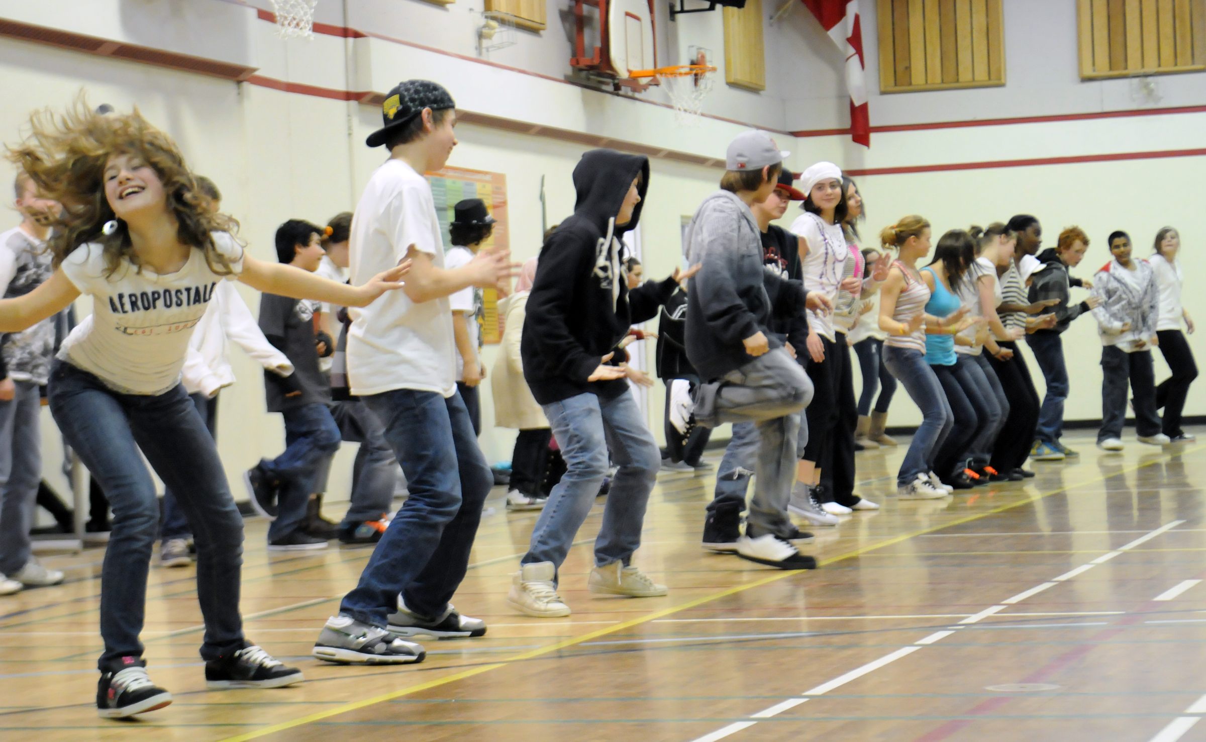 STRUTTING- Students at Central Middle School in Red Deer from grades six to eight got the opportunity to show off their hip hop moves they had been learning all week from 3rd Street Beat Entertainment out of Edmonton on Friday afternoon.