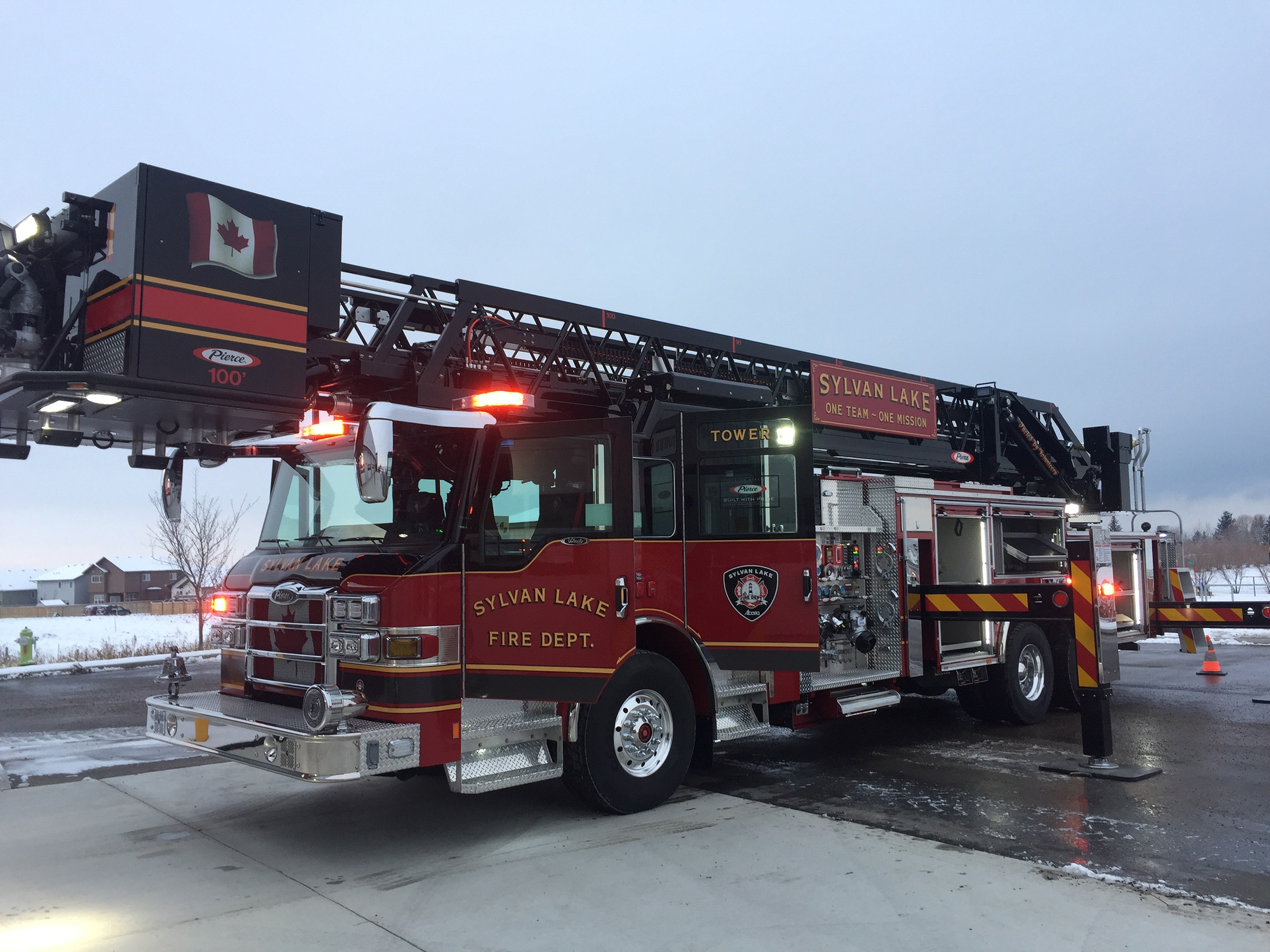 NEW WHEELS - The new aerial fire truck can reach a height of 100 ft. Currently the tallest buildings in Sylvan Lake are around 50 ft.