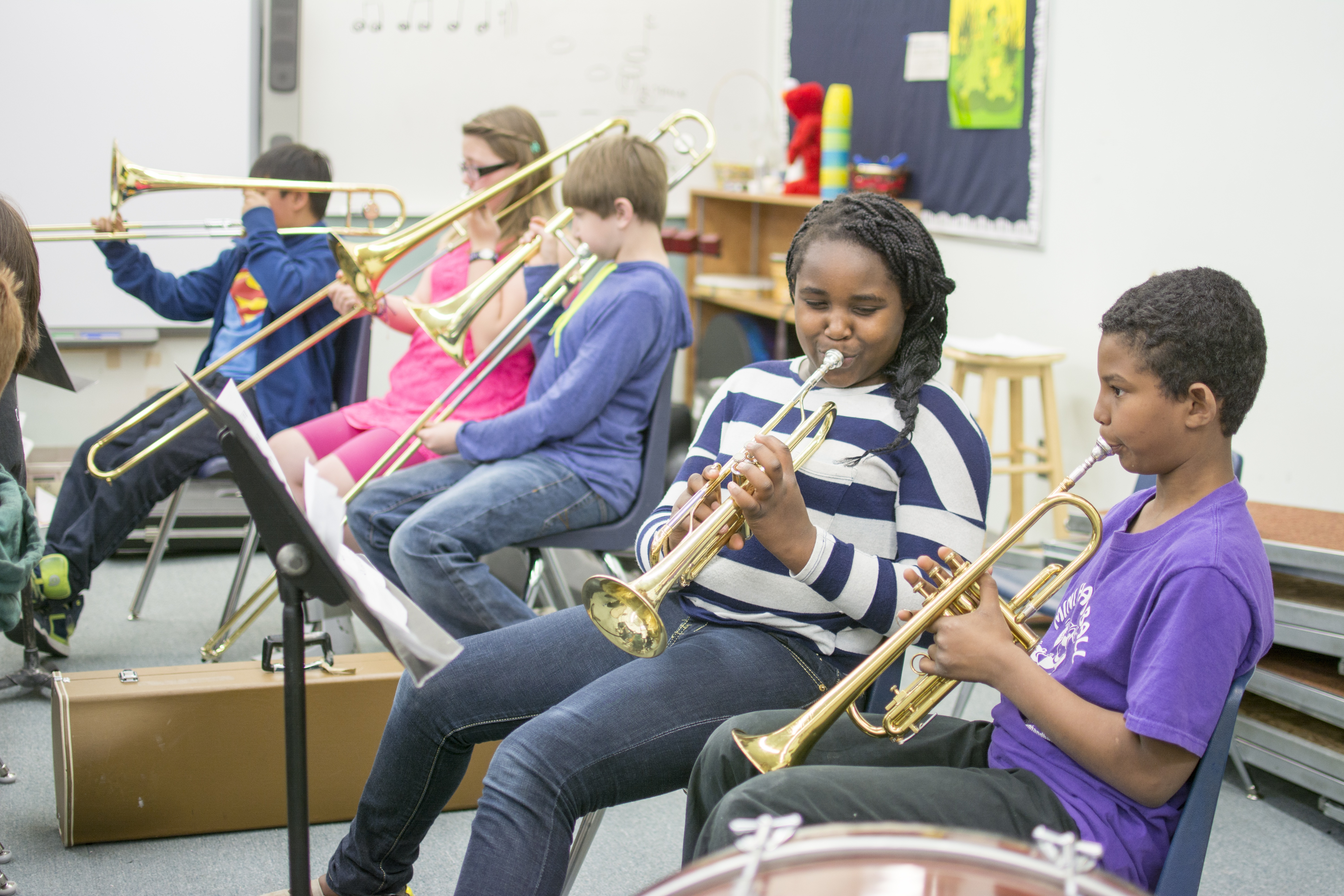 FUNDS NEEDED – Grade 6 Normandeau School students practice their instruments during a band class at the school. The school is hoping to raise the funds to continue to offer the program to Grade 7 and 8 students.