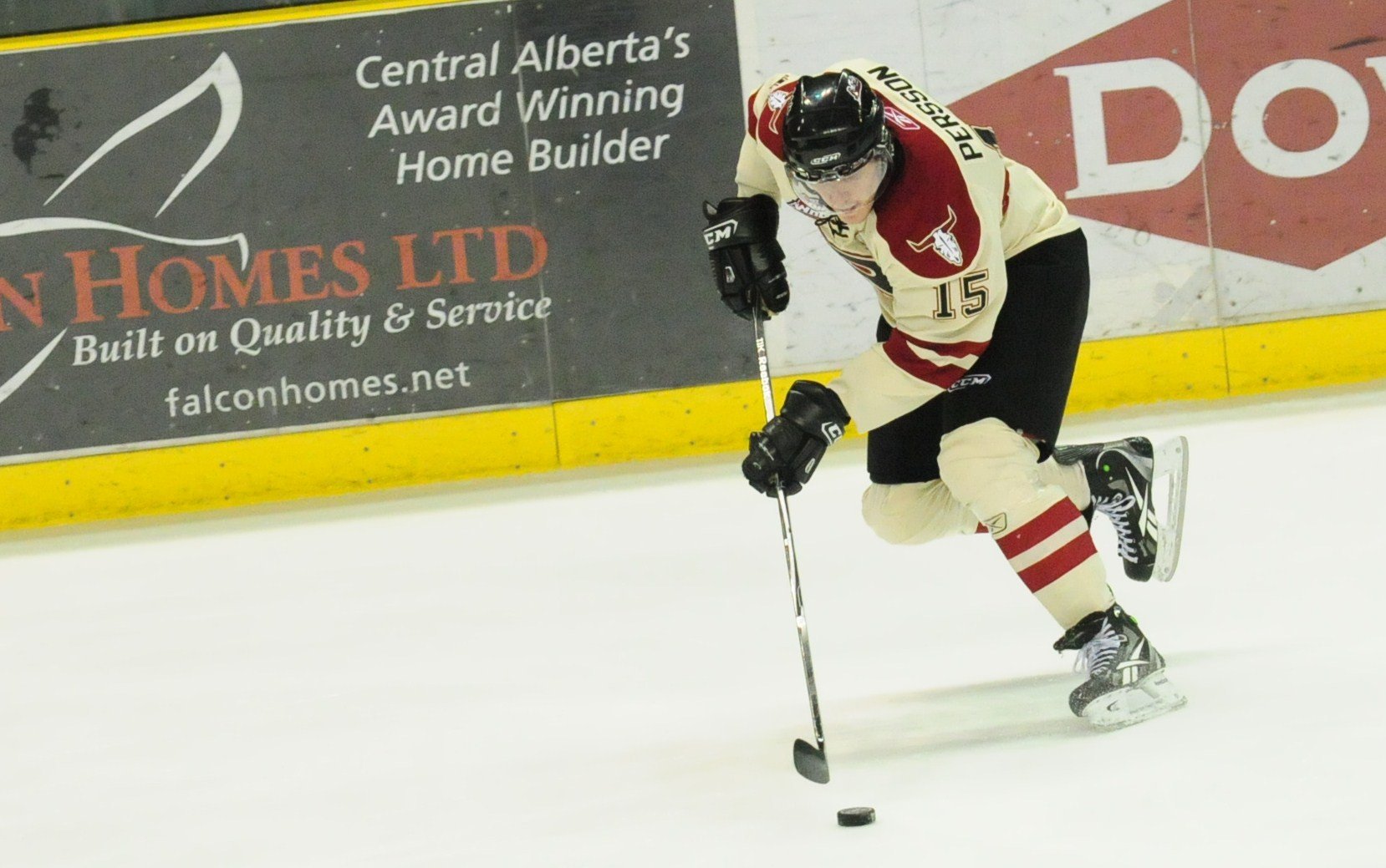 SPEEDY- Red Deer Rebel John Persson takes off with the puck during WHL action Saturday night against the Edmonton Oil Kings. The Rebels won 3-1.