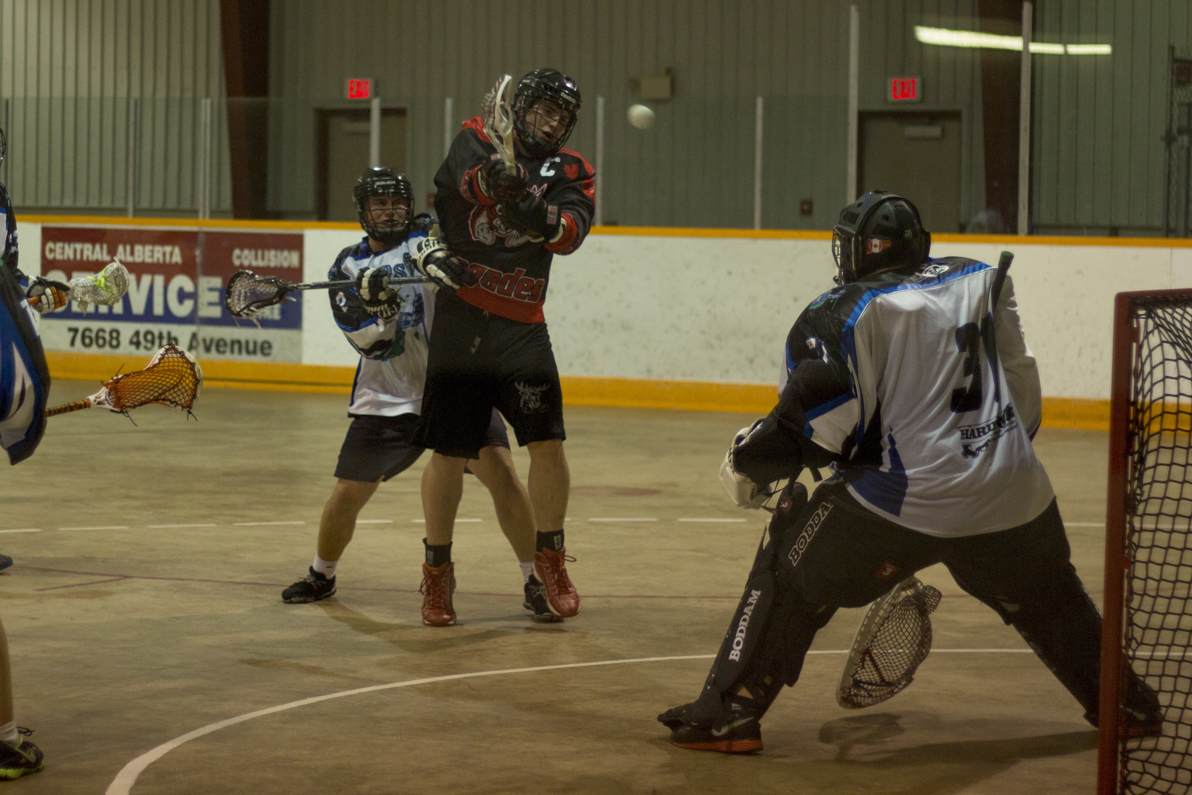 SHOWDOWN – Red Deer Renegade Brendon Wick saw an opportunity to score and went for it last week during a game held at Kinex Arena. The Renegades won the game with a score of 15-2.