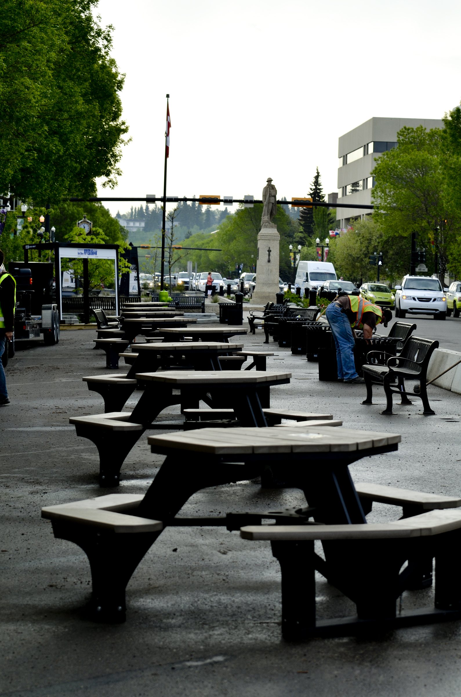 SEASON START – City crews are in the process of setting up the Ross Street Patio for the summer season. Pictured here is last year’s patio.