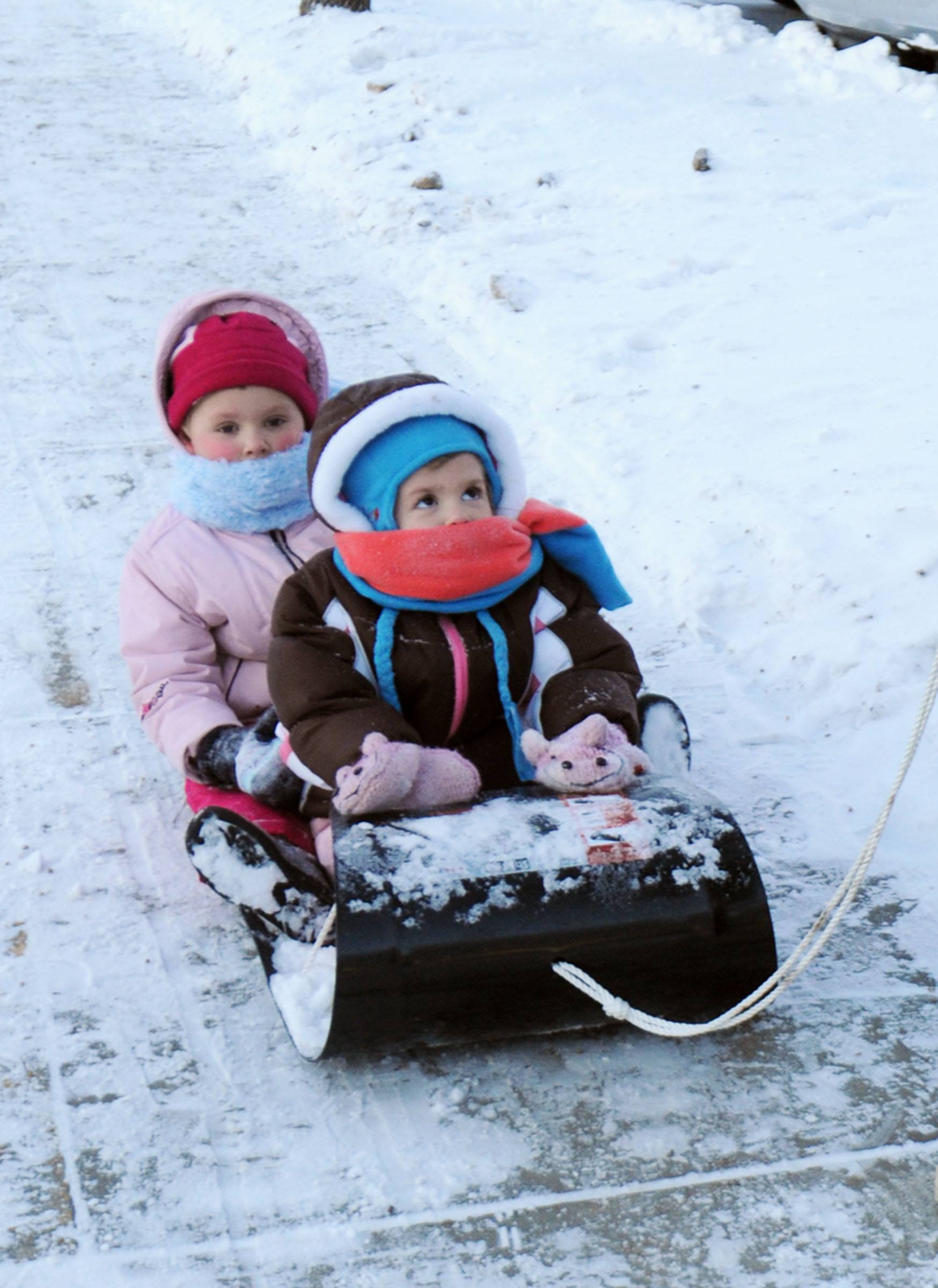 CHILLY RIDE- Melissa Oostenbrug pulls Mickayla Skidmore