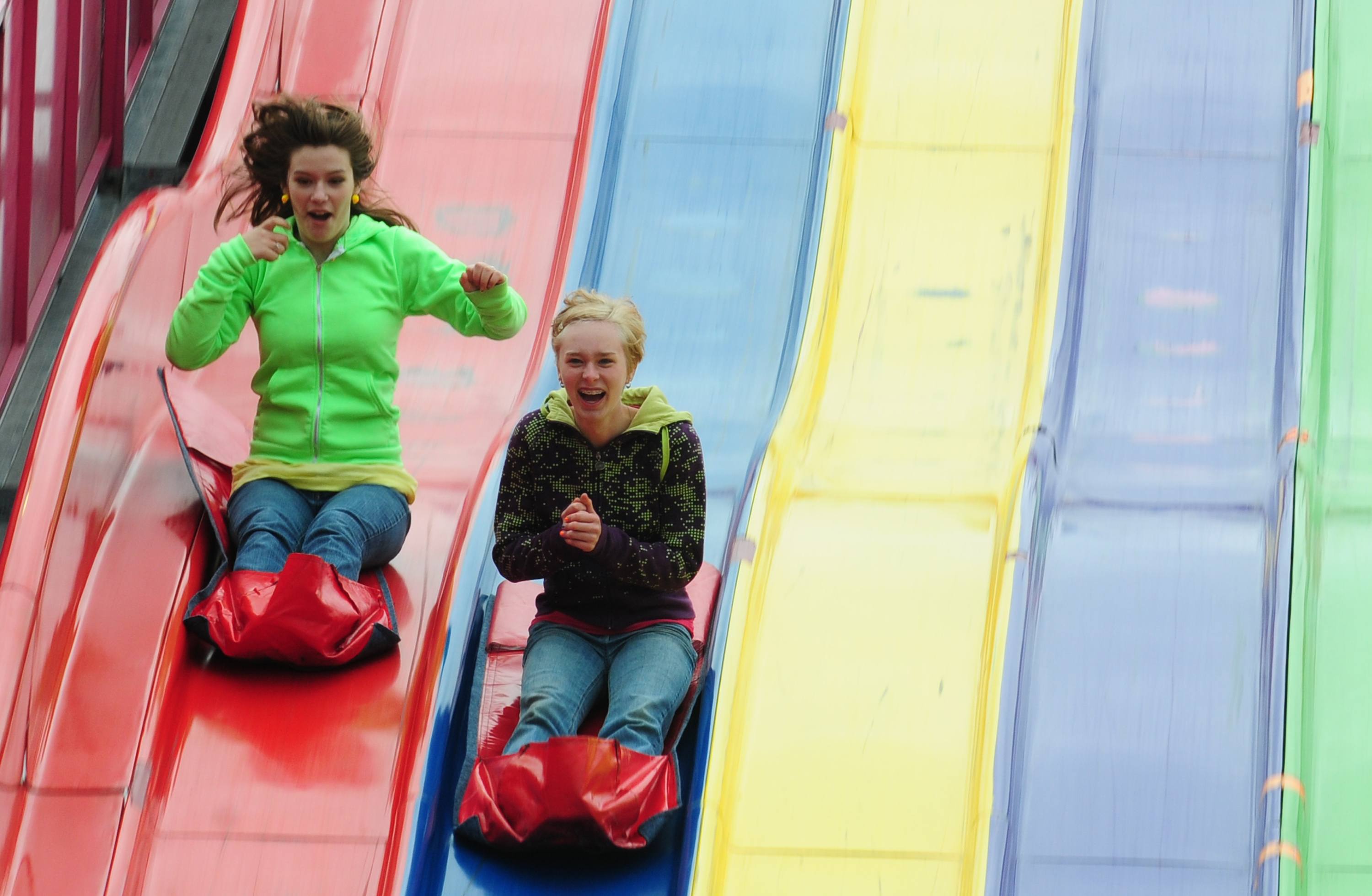 GOING DOWN- The giant slide at Westerner Days had thrill seekers screaming for joy along with many other great rides.