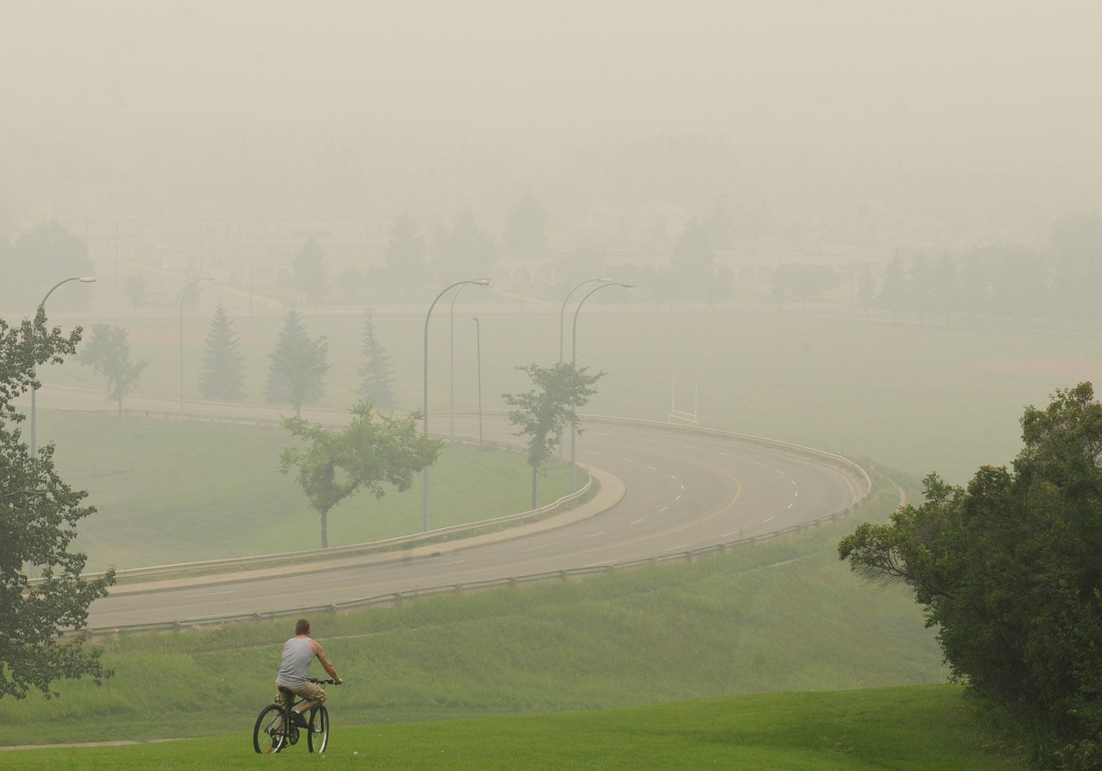 Downtown Red Deer can hardly be seen from Michener Hill