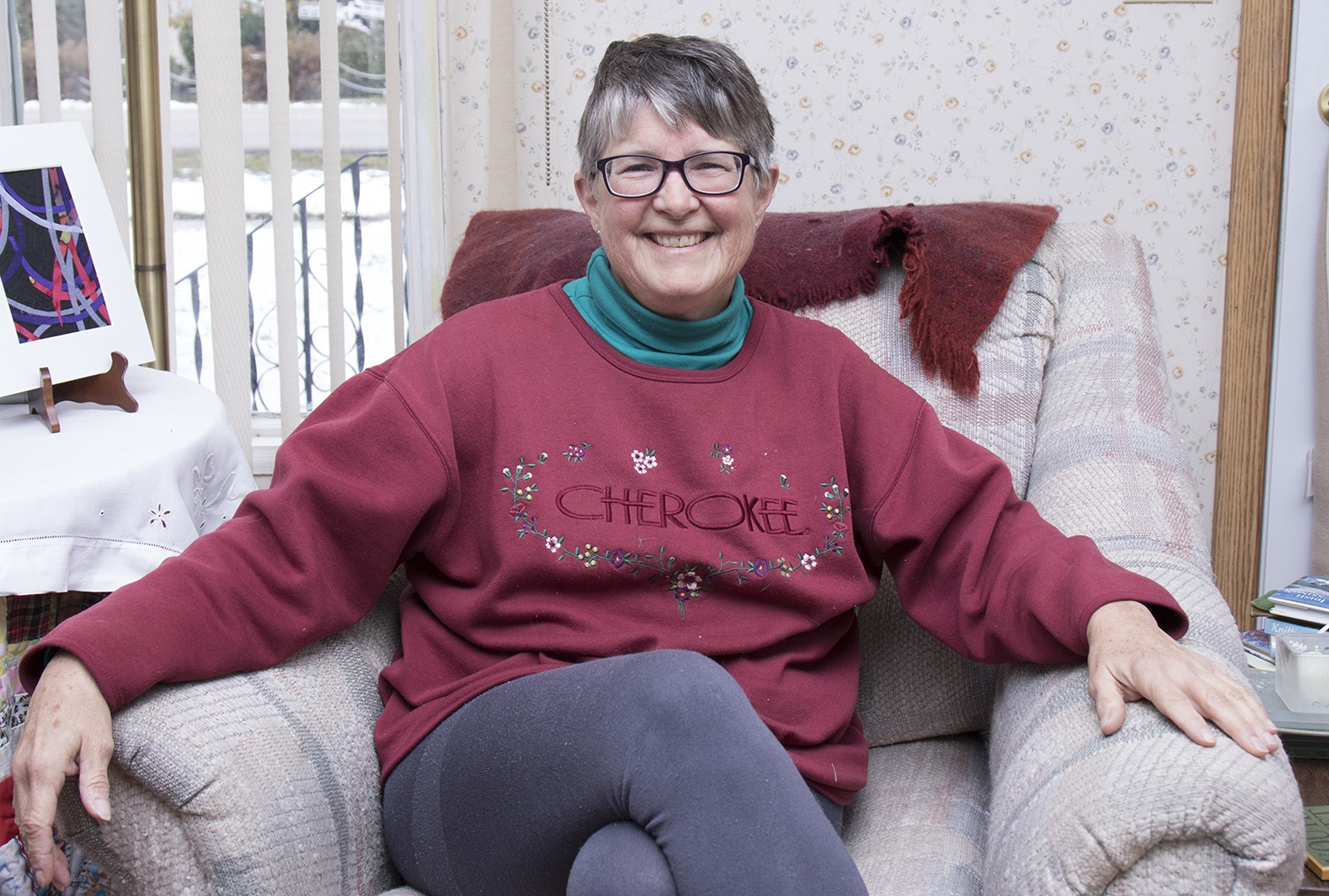 REMEMBERING FONDLY - Margaret Blank has created a three-piece textile art installation to commemorate the journey of her late husband Howard