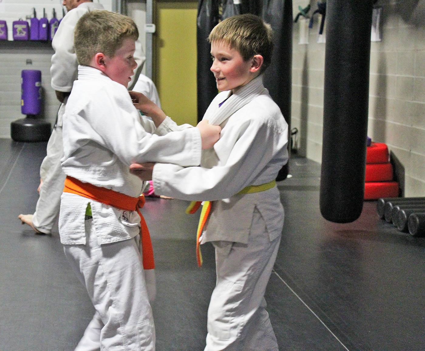 JUDO - Students Garrett Van Seggelen and Ethan MacMillan practice at their Tuesday night Judo class. The local Club is looking for a permanent space to call their own.