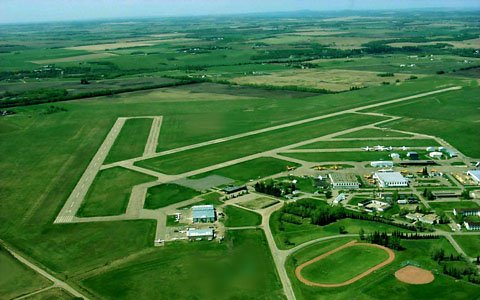 An aerial view of the Red Deer Airport.