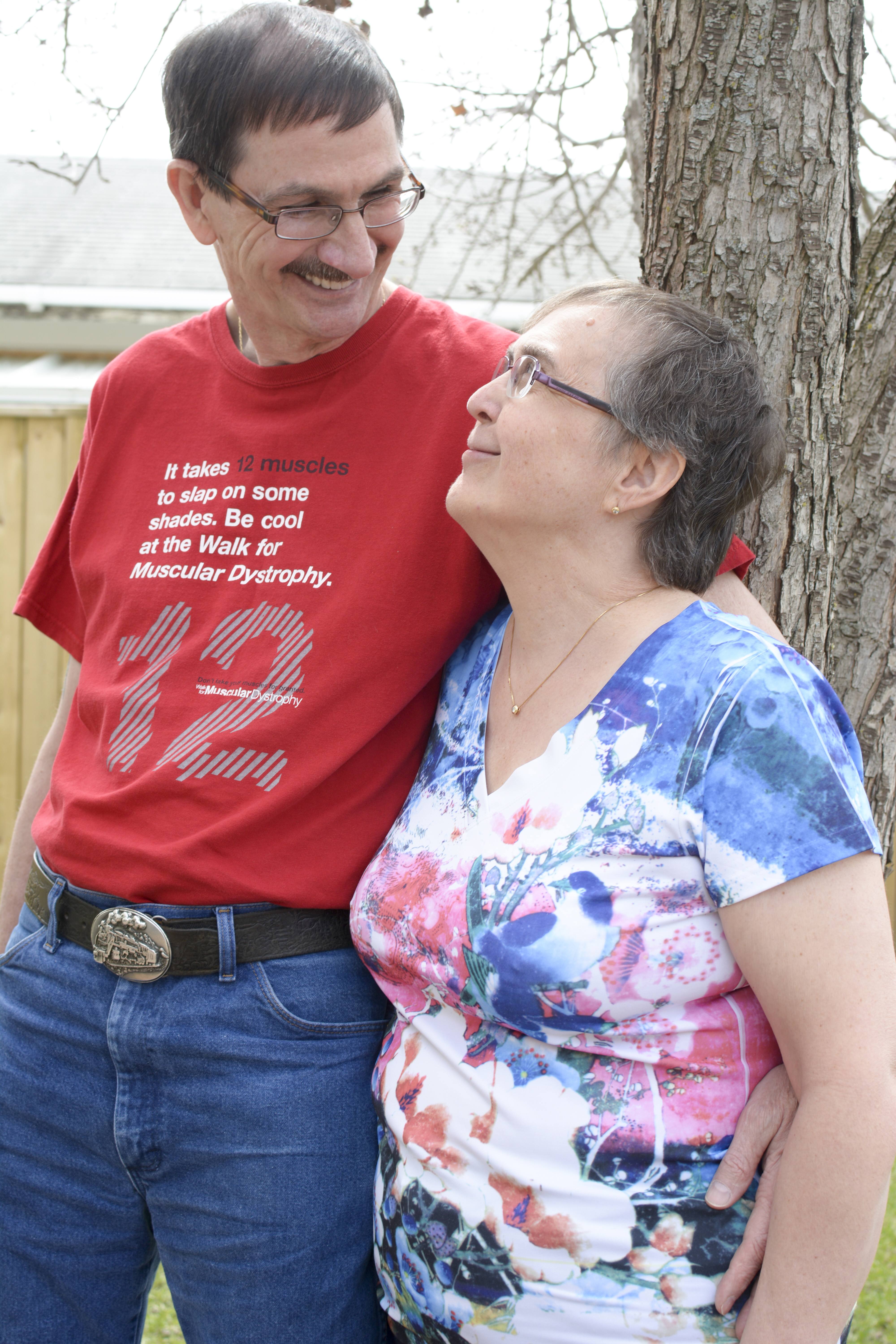 TEAM WORK – Together Cathy Tessier and her husband Ray Tessier work together to manage her muscular dystrophy. They work as a team to raise money and awareness for the local chapter of Muscular Dystrophy Canada.