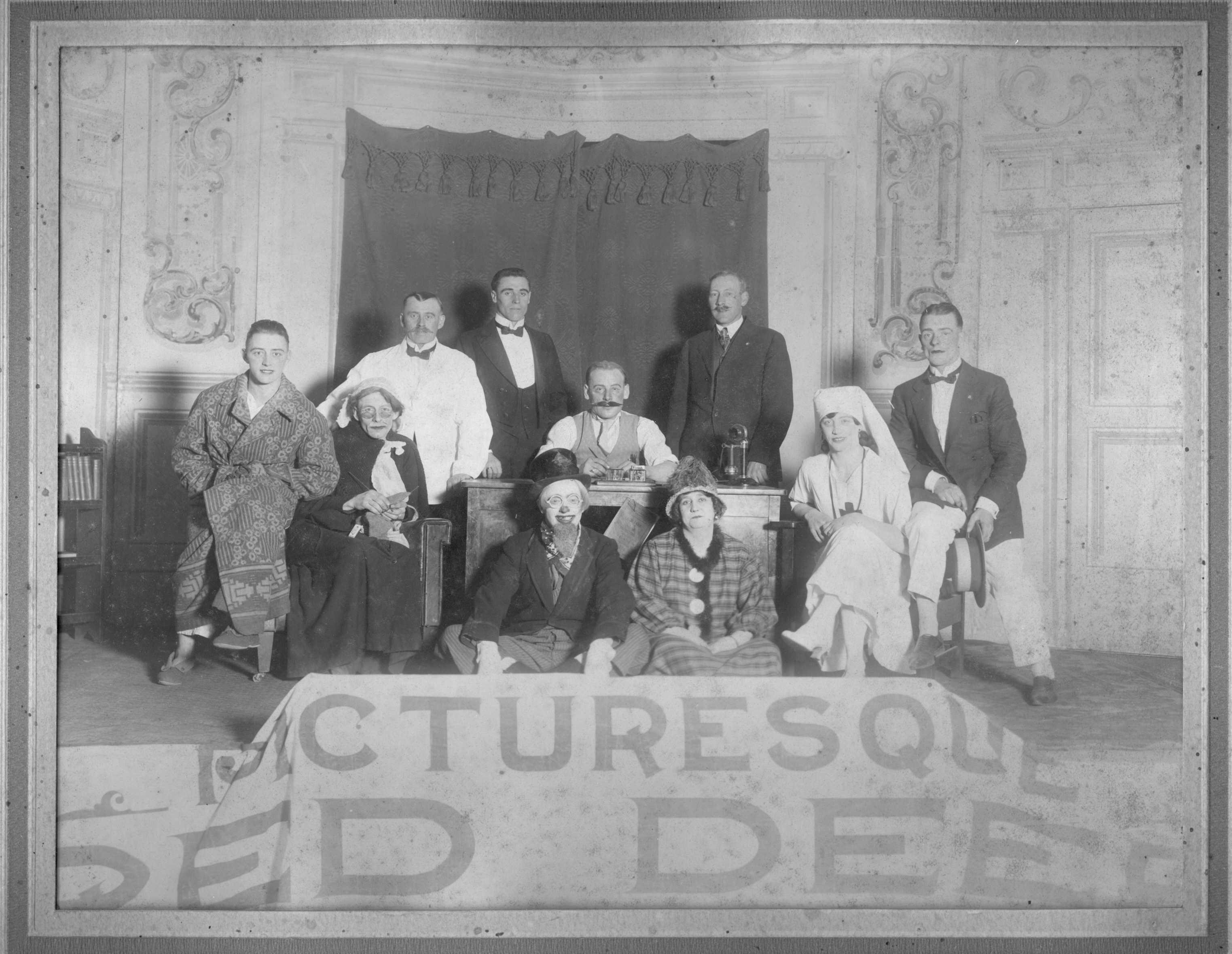 EARLY PERFORMERS- Cast of Picturesque Red Deer at the Rex (Lyric) Theatre on Ross St. c. 1920.