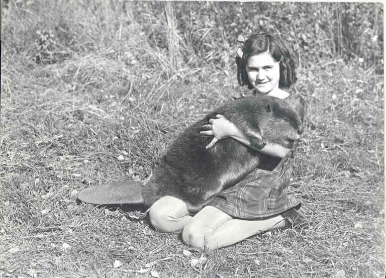 Doris Forbes with her pet beaver Mickey