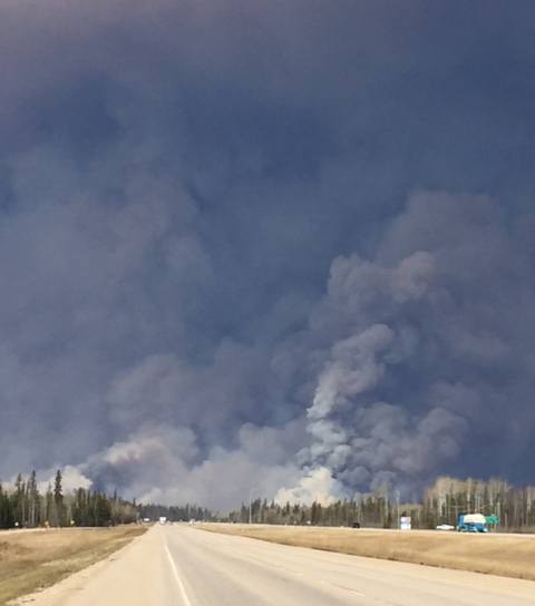 CONVOY - Fort McMurray area residents who evacuated north of the city began their journey south this morning via an RCMP led convoy.