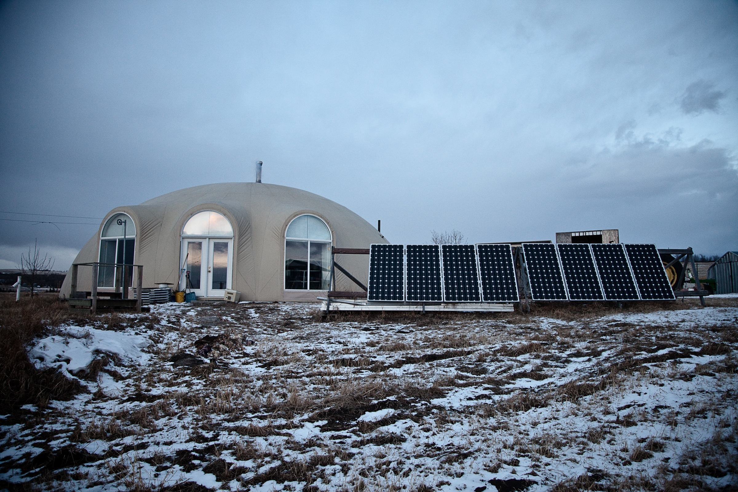 SUSTAINABLE LIVING - Pictured here is a monolithic dome and solar array west of Red Deer.