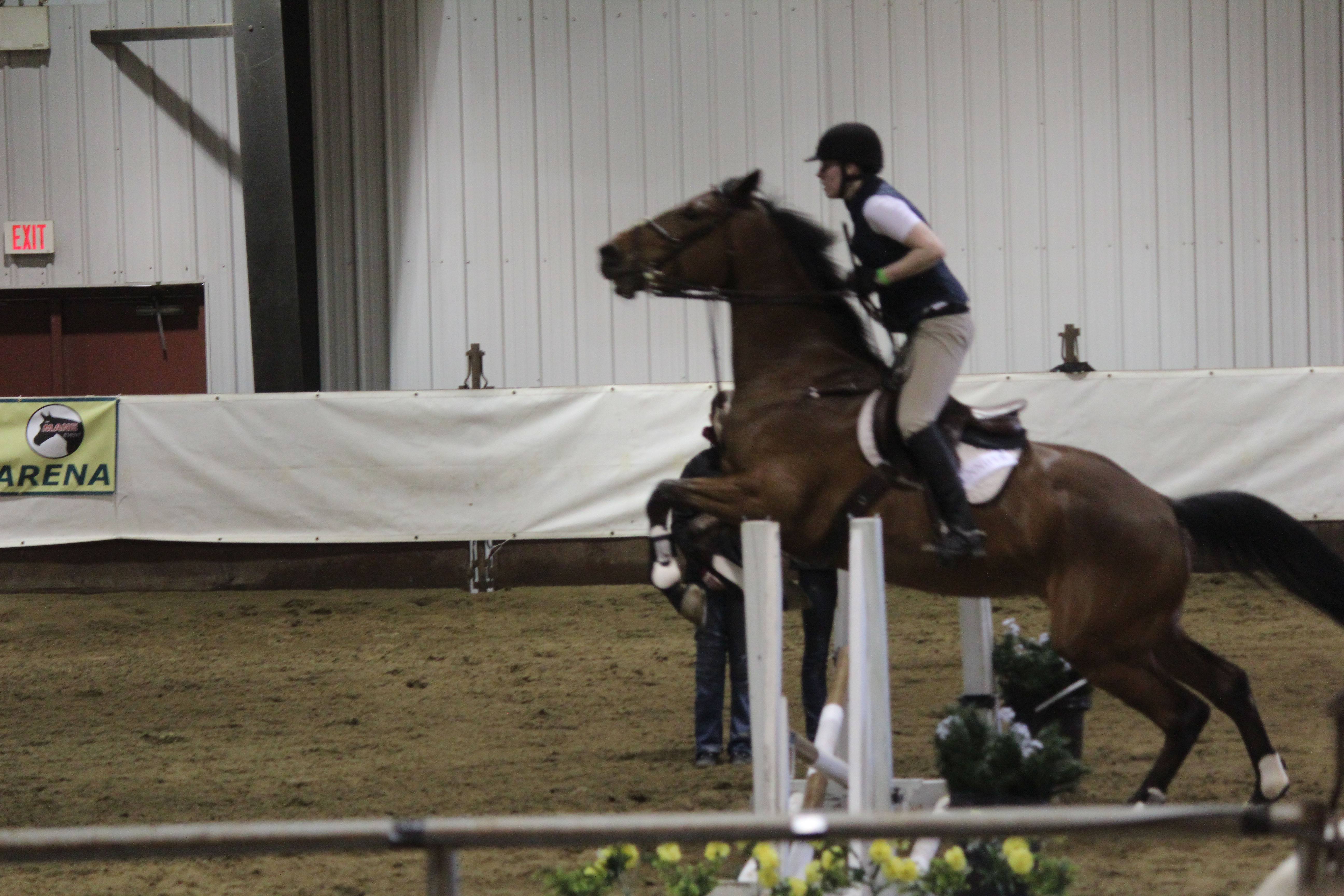 THREE FOOT- Jennifer Schmidt rides her horse Bree in the 3’ Hunters event at the Mane Event Expo this weekend.