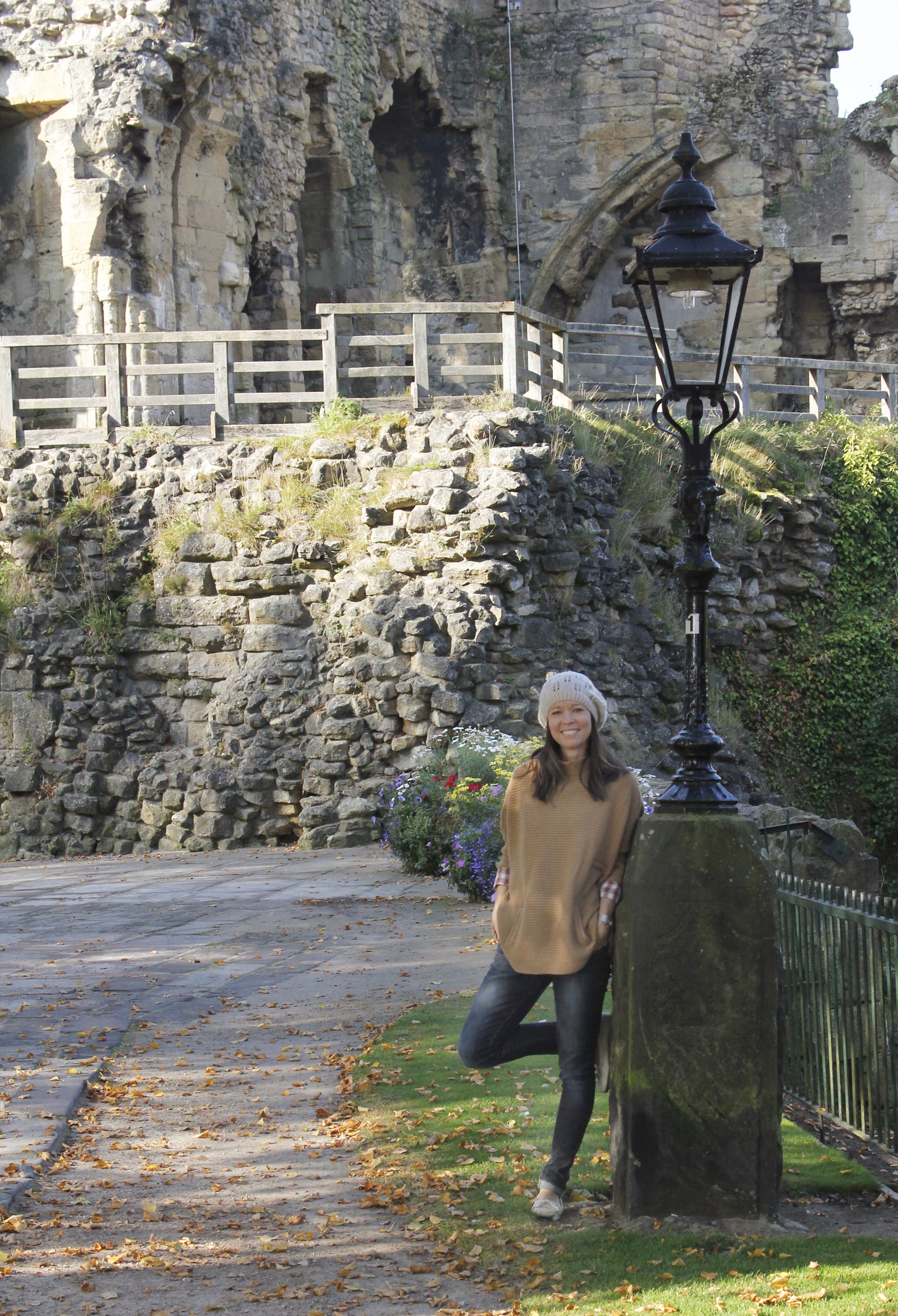 JOURNEY OF A LIFETIME – Lani Ledingham stands in front of the Knaresboro Castle in North Yorkshire. It dates back to the 13th century and now only part of it remains.