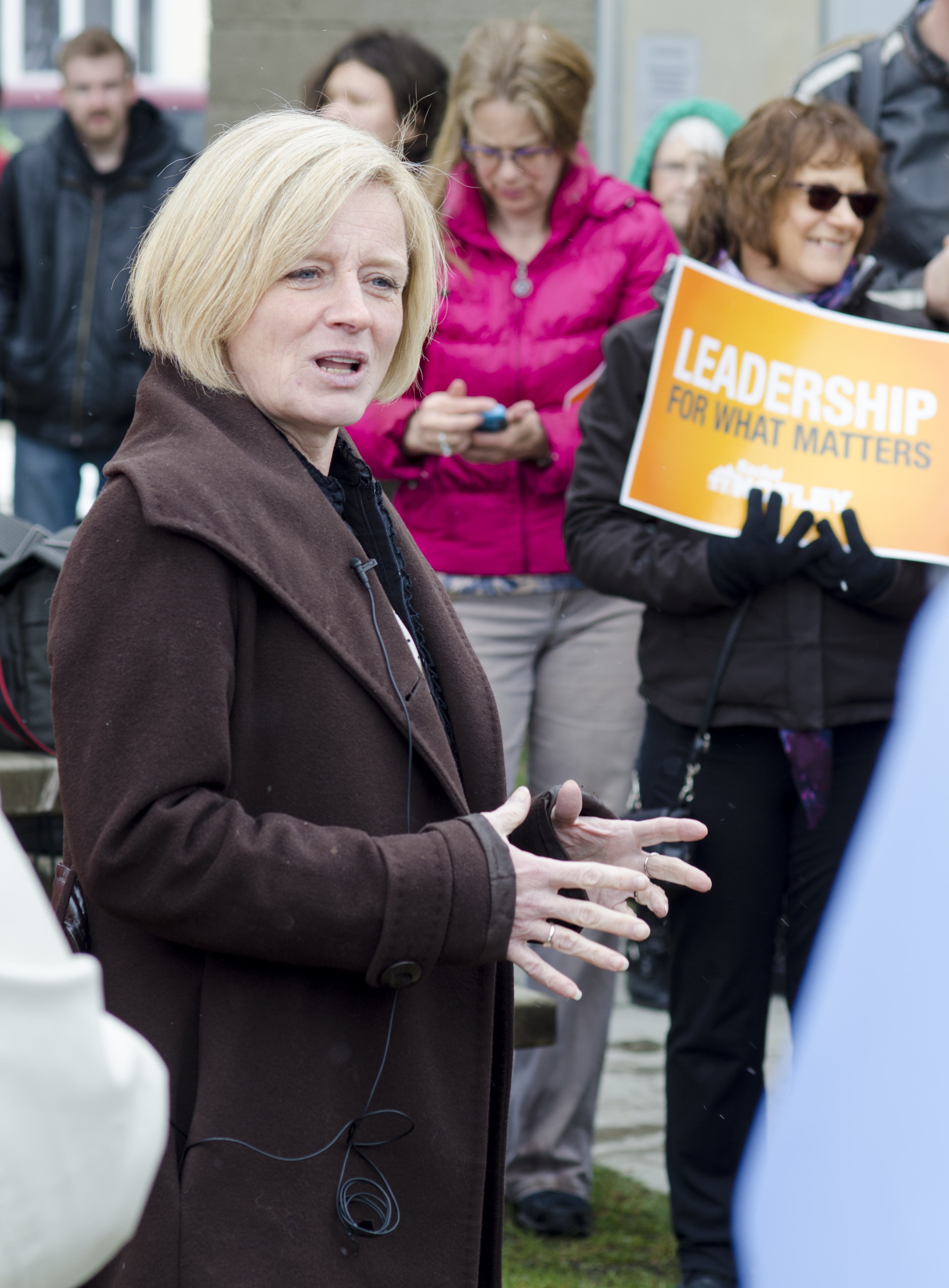 VISION – Alberta New Democrat Party Leader Rachel Notley speaks before a crowd during a visit to the West Park Community Centre this past Saturday.