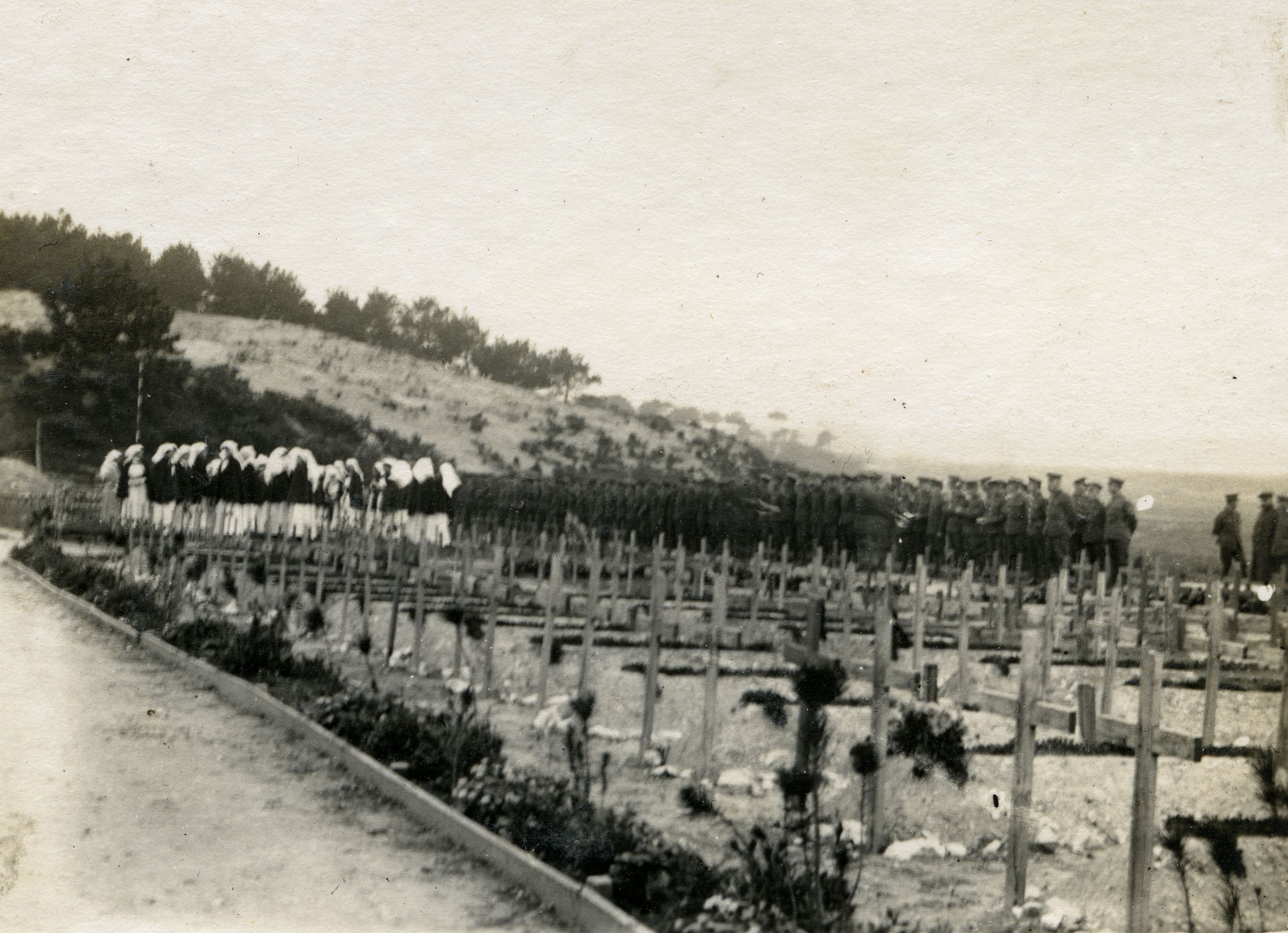 SOMBER OCCASION - Nurses and soldiers gathered for one of the many mass funerals held at the Canadian Field Hospital at Etaples