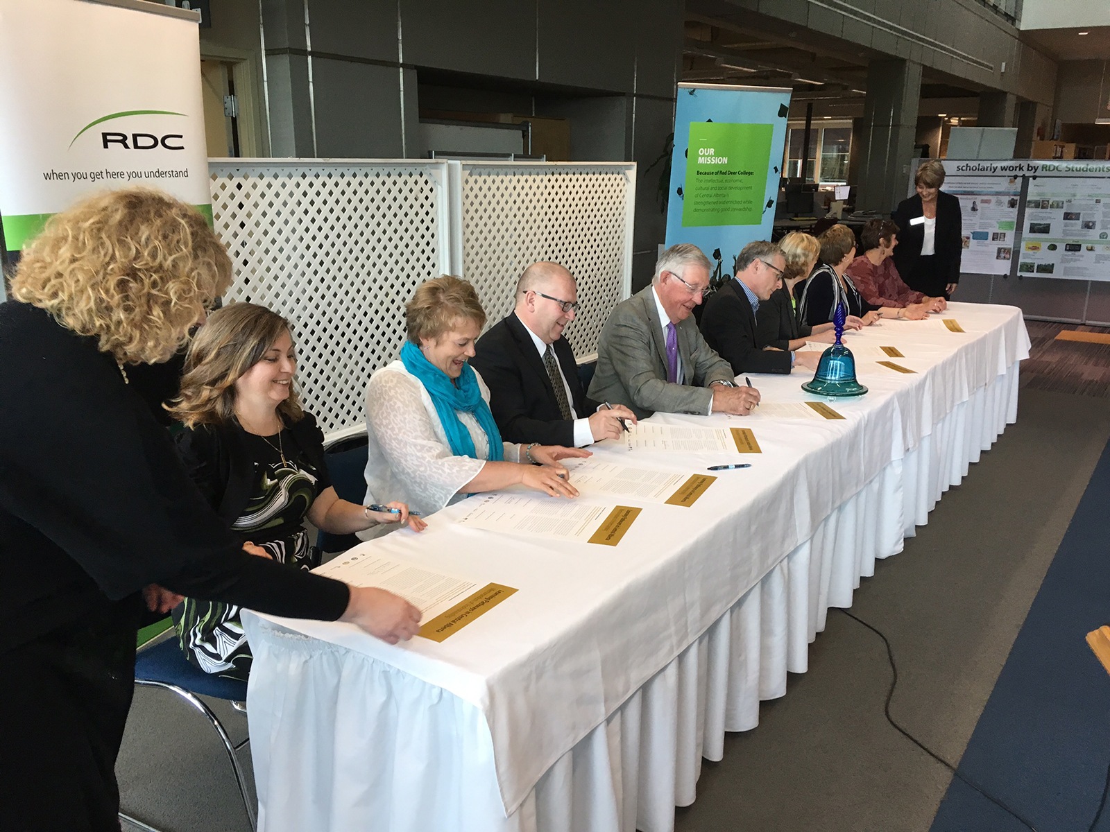 WORKING TOGETHER - Representatives from Red Deer College along with seven local school divisions gathered Wednesday to renew their ongoing partnership called Learning Pathways in Central Alberta
