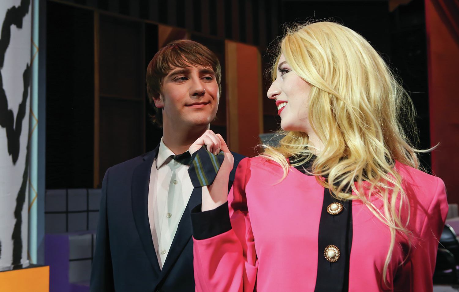 ON STAGE - Maggie Chisholm as Elle Woods and Thomas Zima as Emmett rehearse a scene from the Red Deer College production of Legally Blonde - The Musical. Performances run through to Feb. 18th on the Arts Centre’s mainstage.