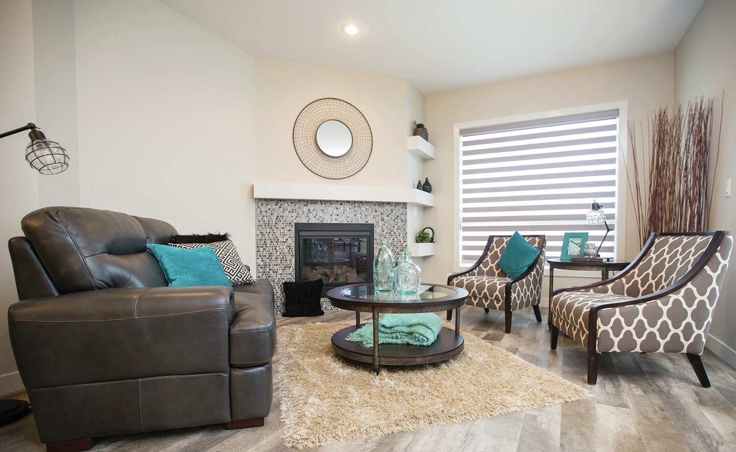 COMFORTABLE - This main floor living room in a True Line Homes show home in Laredo would be the perfect space to host morning coffee with friends.
