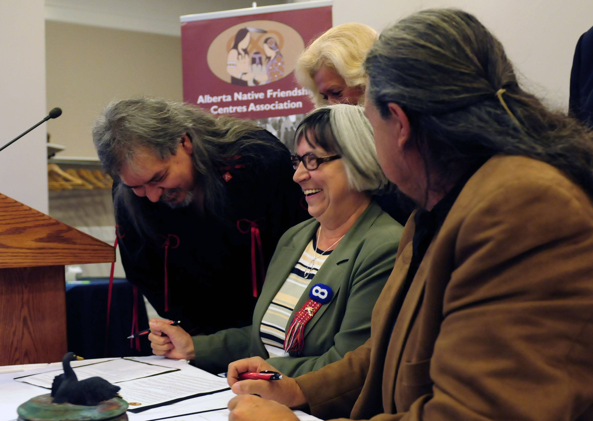 ONE VOICE- Audrey Poitras shares a laugh with Nelson Mayer